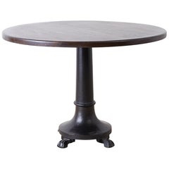 Vintage Industrial Cast Iron and Wood Bistro Pub Dining Table