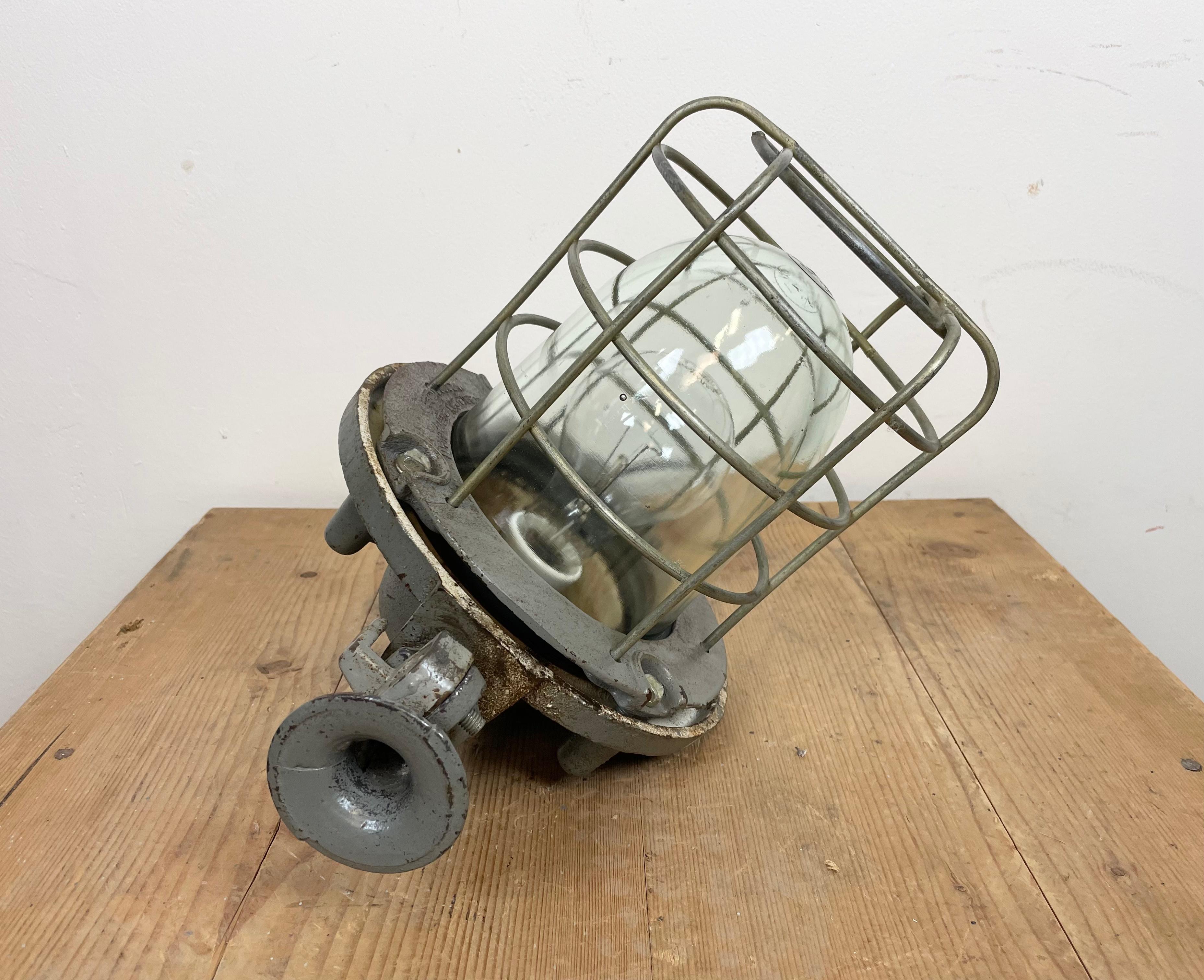 Industrial Cast Iron Cage Pendant Light, 1960s For Sale 5