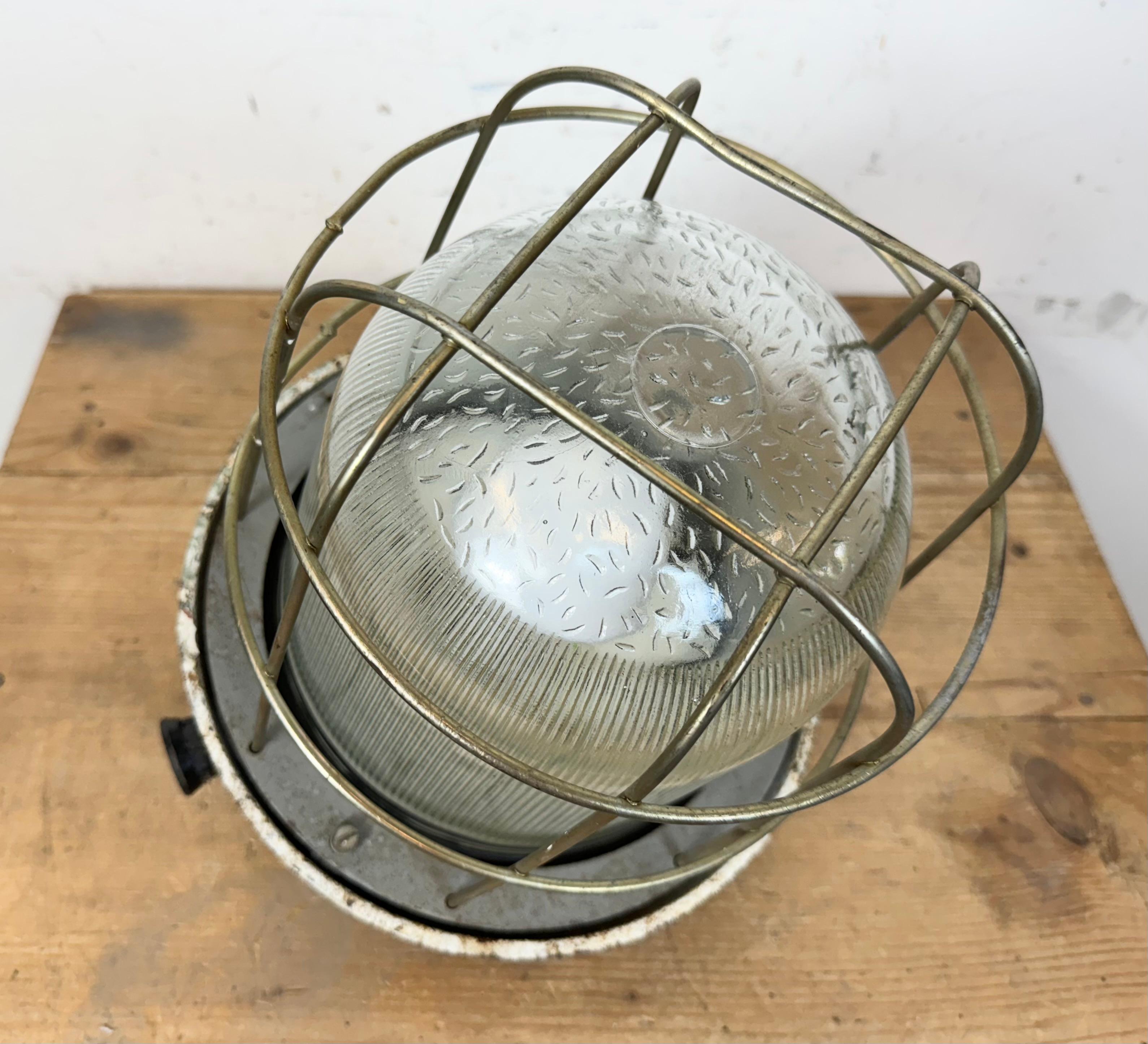 Industrial Cast Iron Cage Pendant Light, 1960s For Sale 5