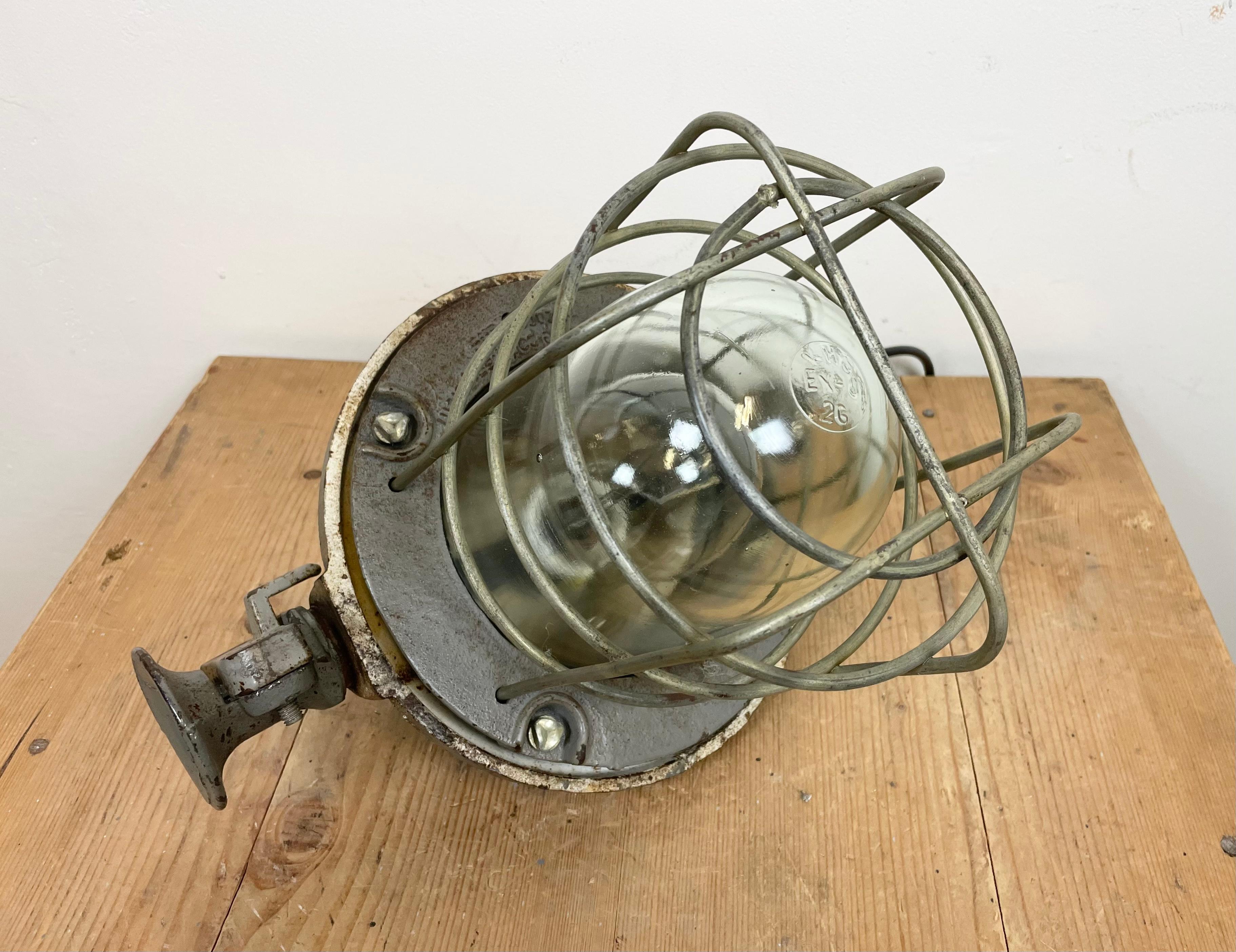 Industrial Cast Iron Cage Pendant Light, 1960s For Sale 7