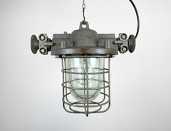 Industrial Cast Iron Cage Pendant Light, 1960s
