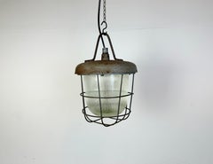 Industrial Cast Iron Cage Pendant Light, 1960s