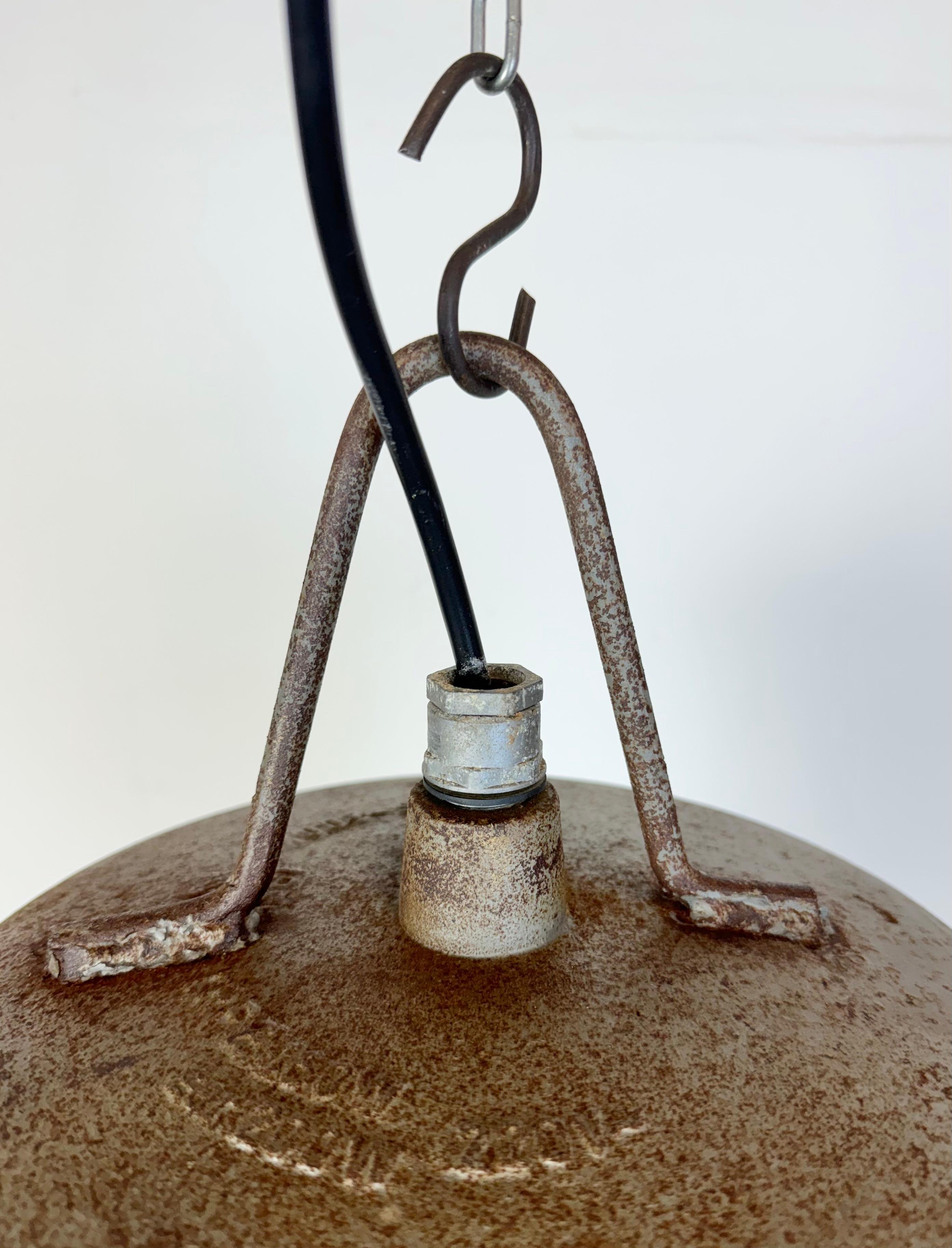 Industrial Cast Iron Cage Pendant Light, 1960s In Good Condition For Sale In Kojetice, CZ