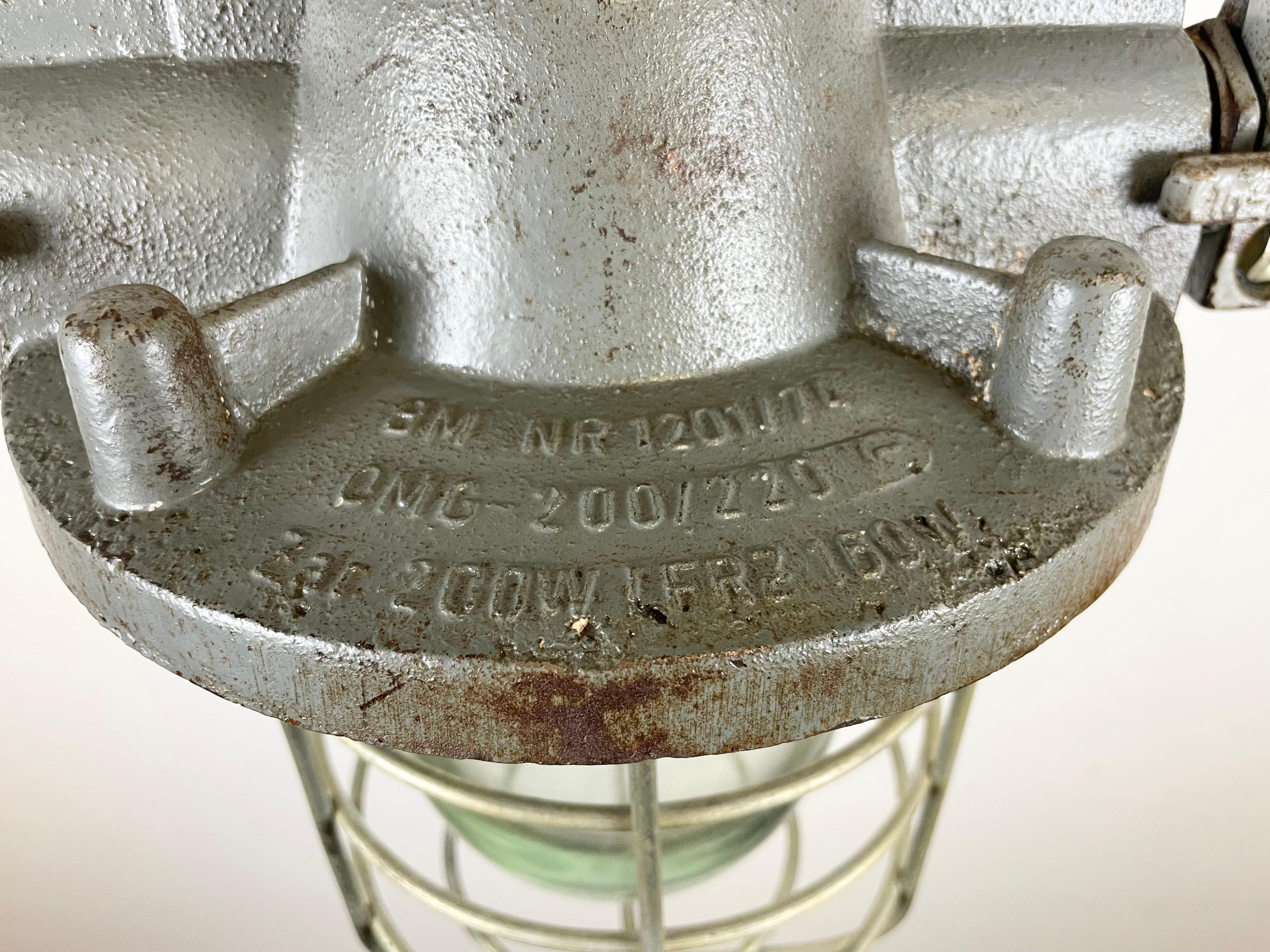 20th Century Industrial Cast Iron Cage Pendant Light, 1960s For Sale