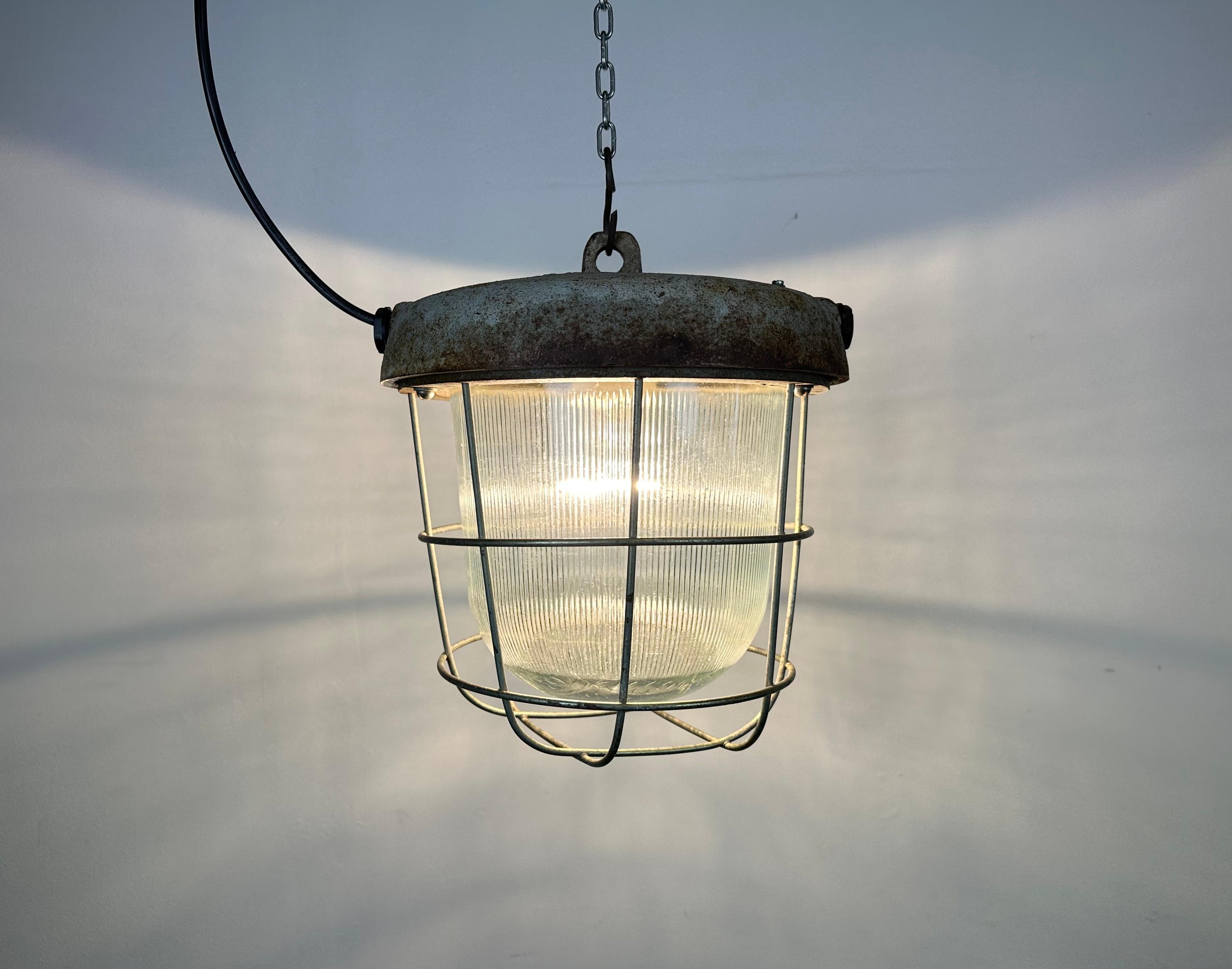 Industrial Cast Iron Cage Pendant Light, 1960s For Sale 2