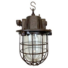 Industrial Cast Iron Cage Pendant Light, 1960s Industrial Cast Iron Cage Pendant Light, 1960s