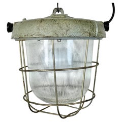 Industrial Cast Iron Cage Pendant Light, 1960s