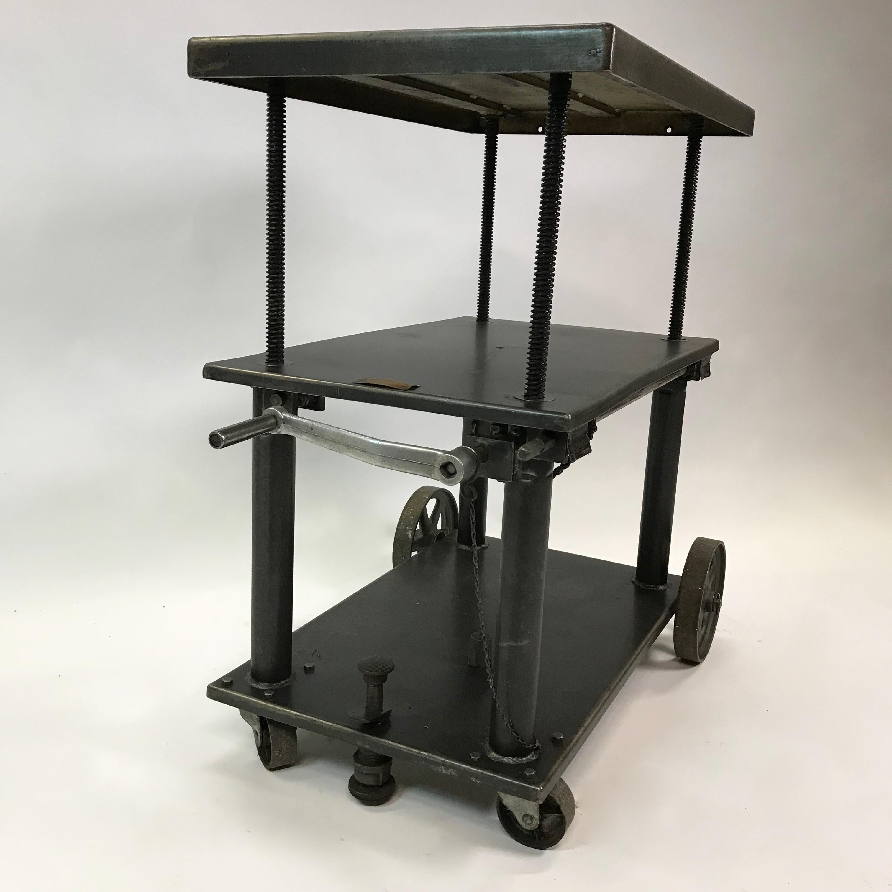 Industrial Cast Iron Steel Rolling Cart Factory Table 1