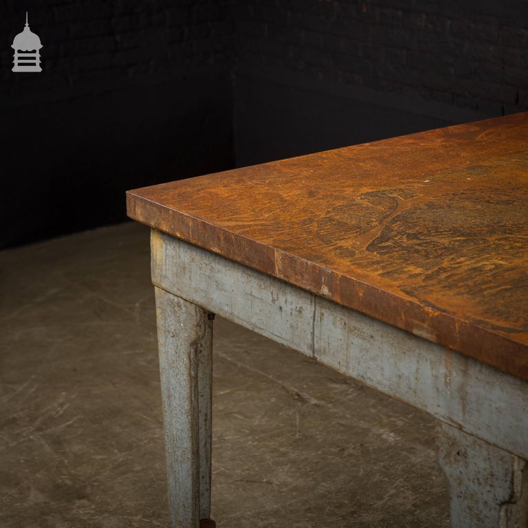 Industrial Cast Iron Surface Table with Six Legs For Sale at 1stDibs