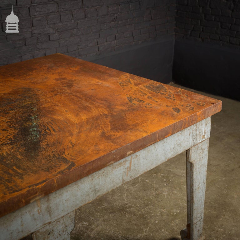 Industrial Cast Iron Surface Table with Six Legs For Sale at 1stDibs