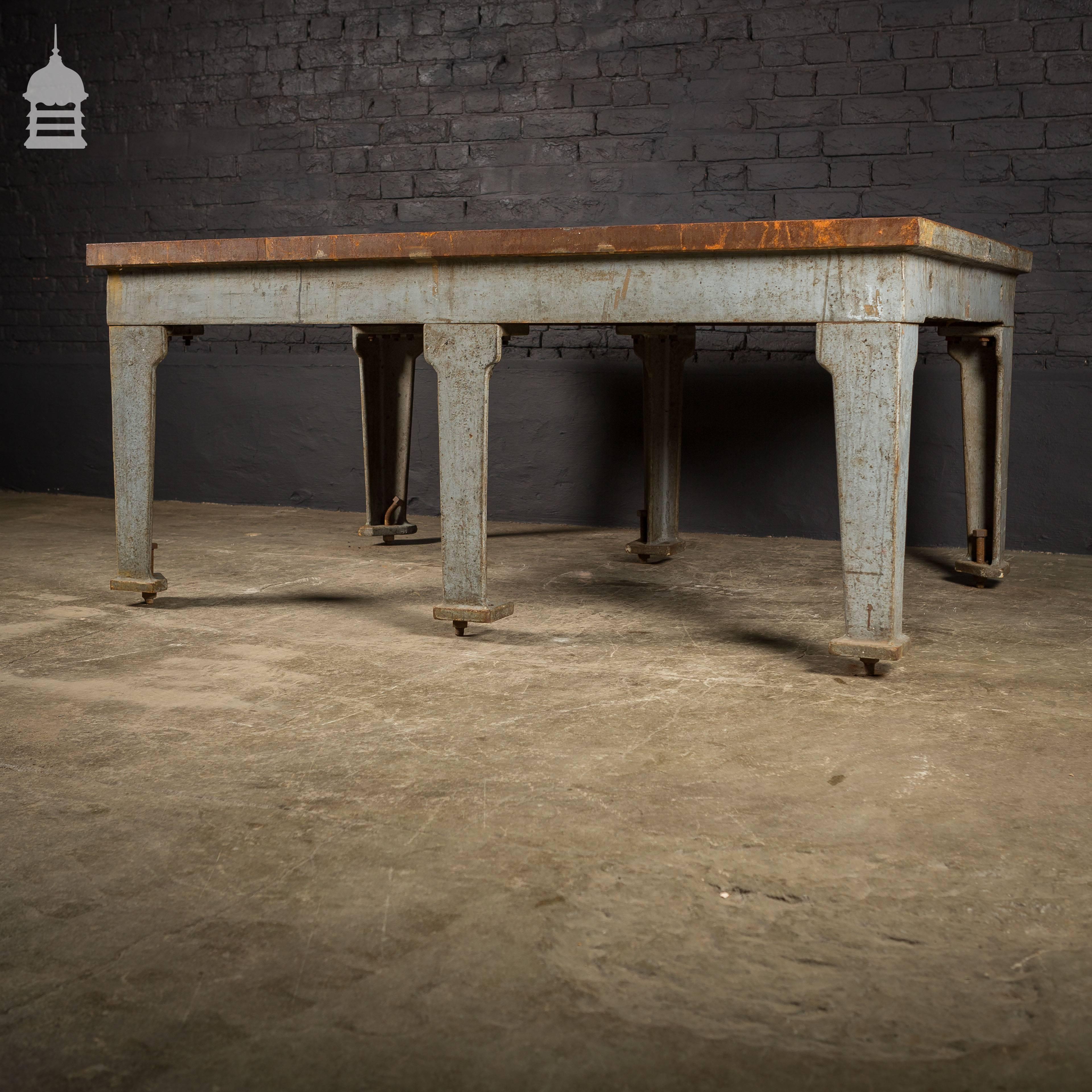 Industrial Cast Iron Surface Table with Six Legs For Sale 3
