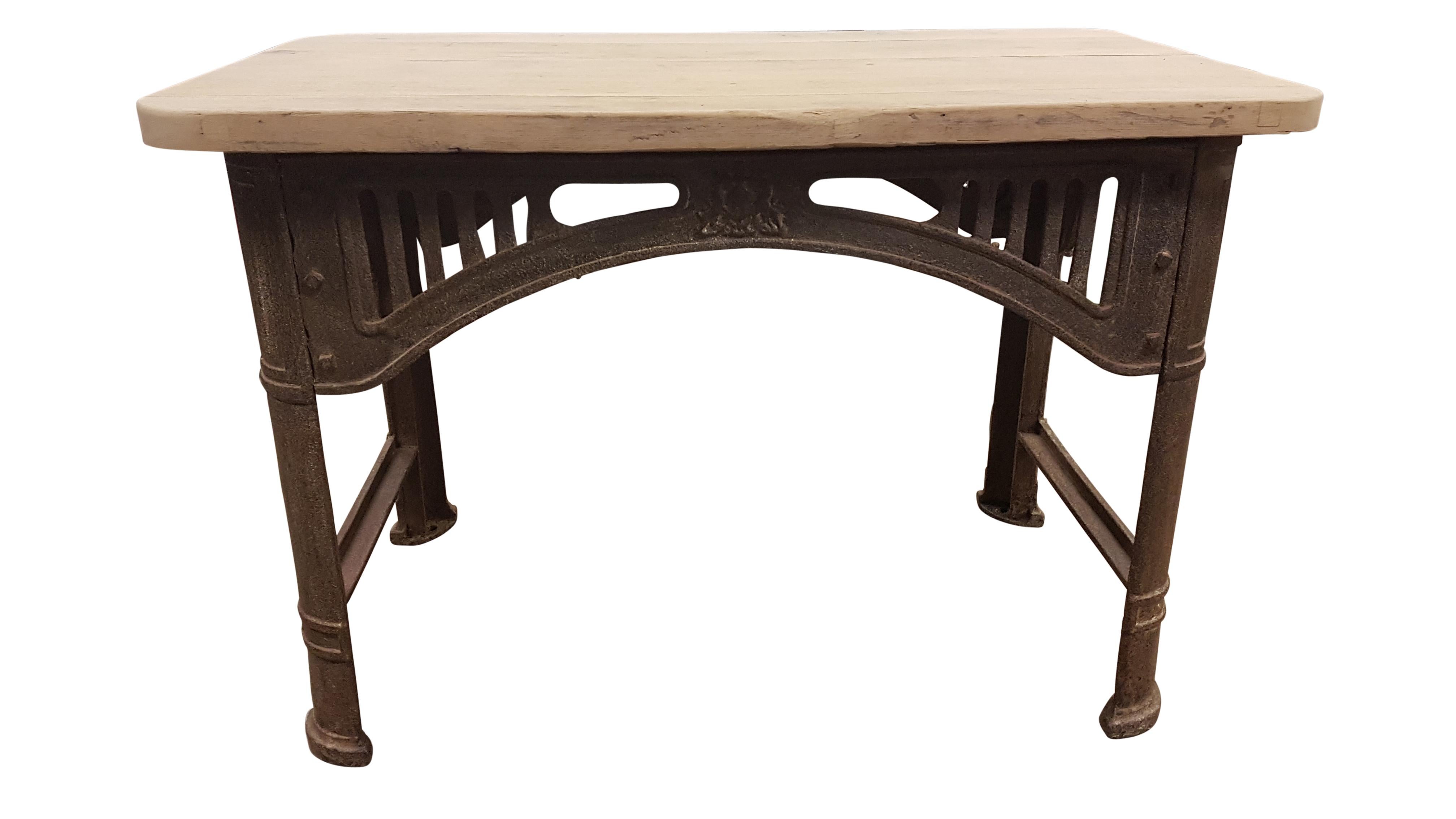 English Industrial Cast Iron Table with Royal Coat of Arms for the United Kingdom For Sale