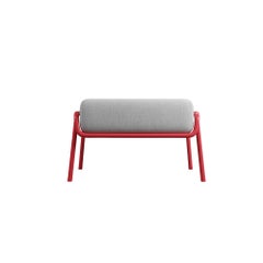 Pouf industriale con finitura CAYENNE e tessuto crema realizzato a mano da Murmurio