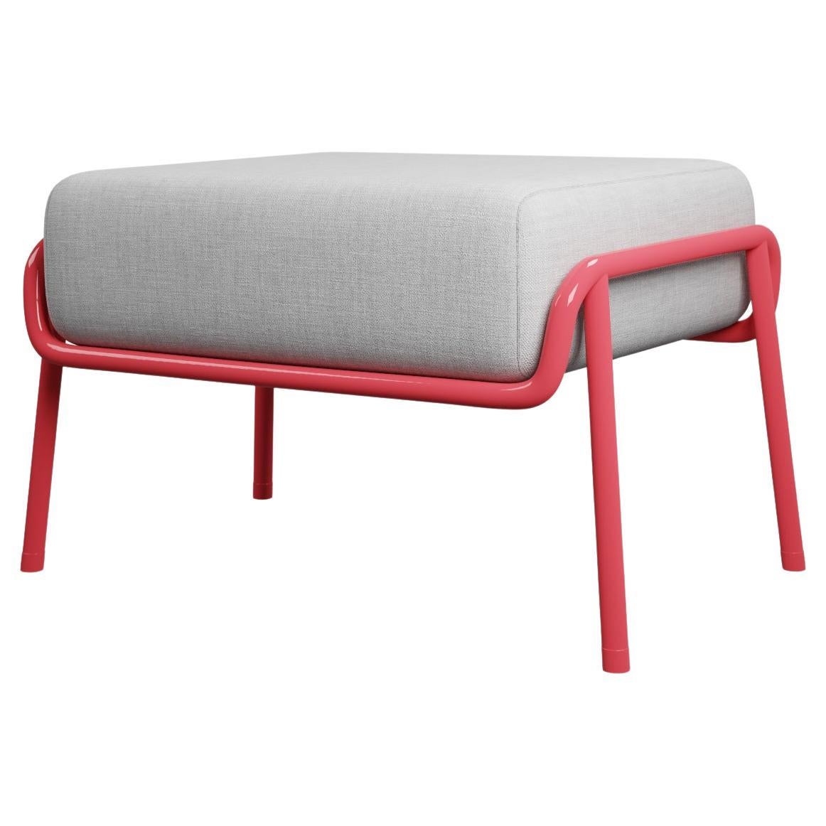 Industrial CAYENNE Finish Ottoman DUV with Cream fabric handcrafted by Murmurio For Sale