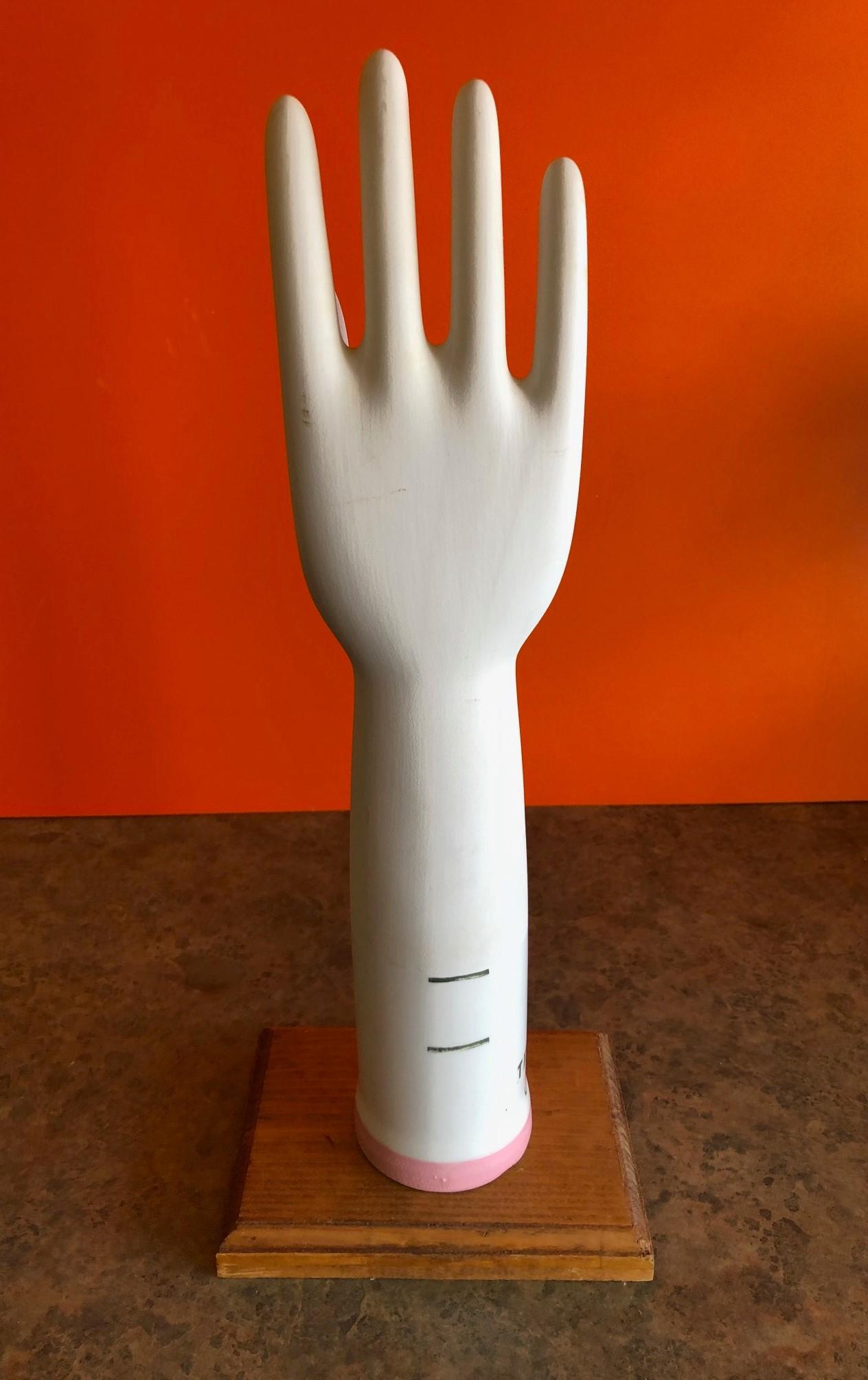North American Industrial Ceramic Glove Mold on Stand