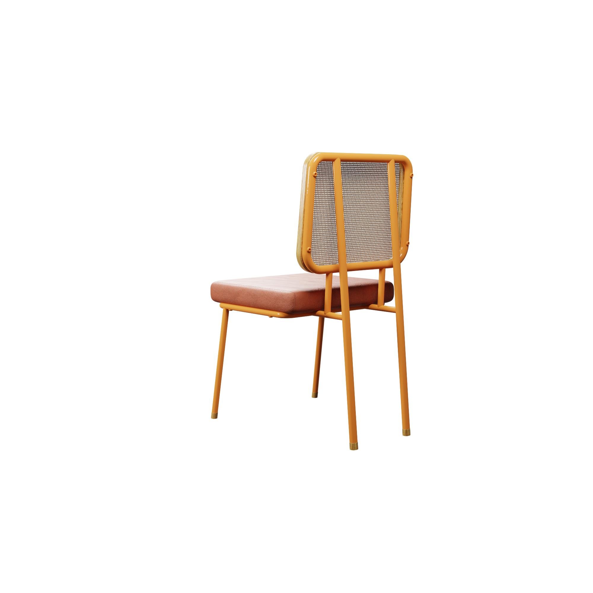 Portuguese Industrial chair DUV Coral leather handcrafted by Murmurio For Sale