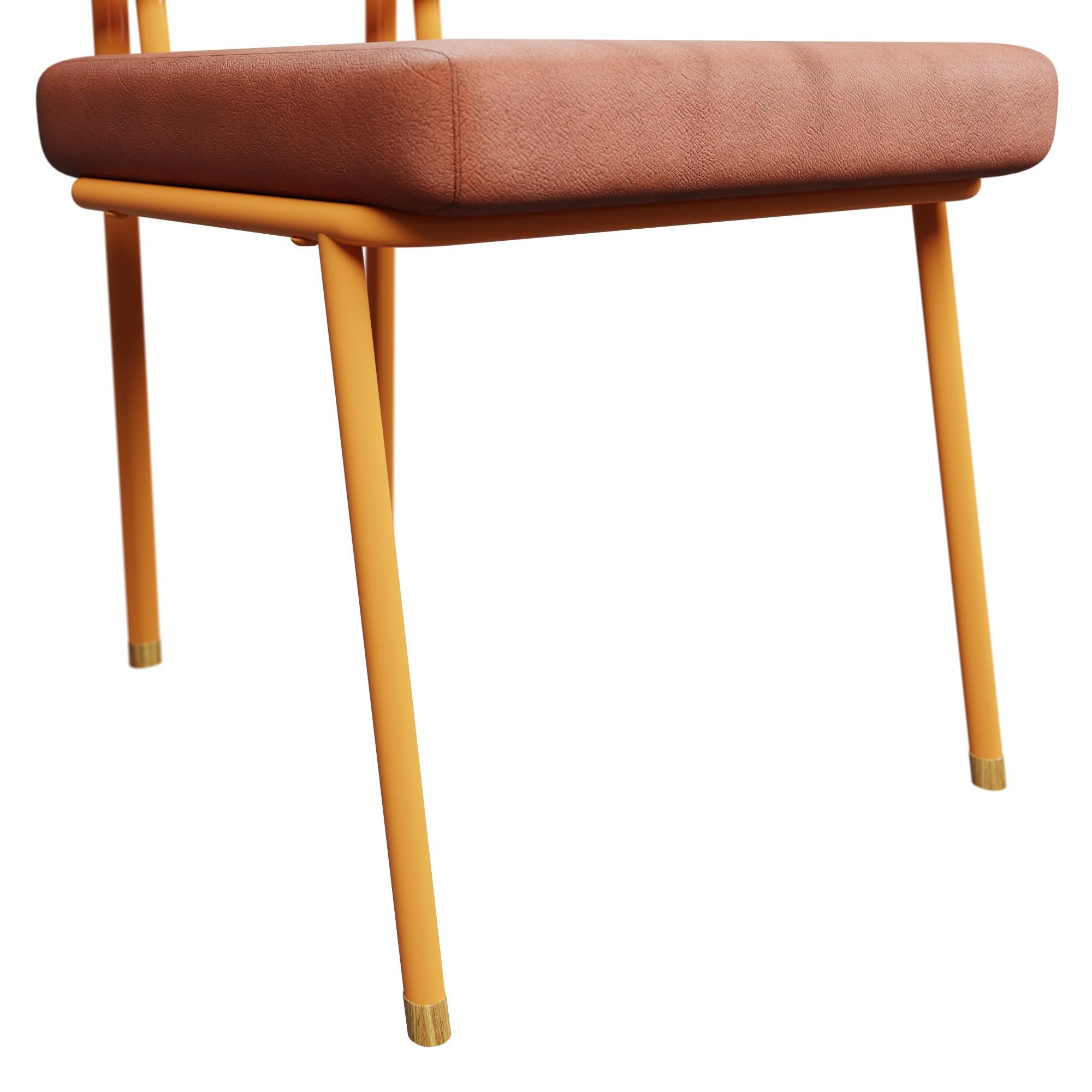 Contemporary Industrial chair DUV Coral leather handcrafted by Murmurio For Sale