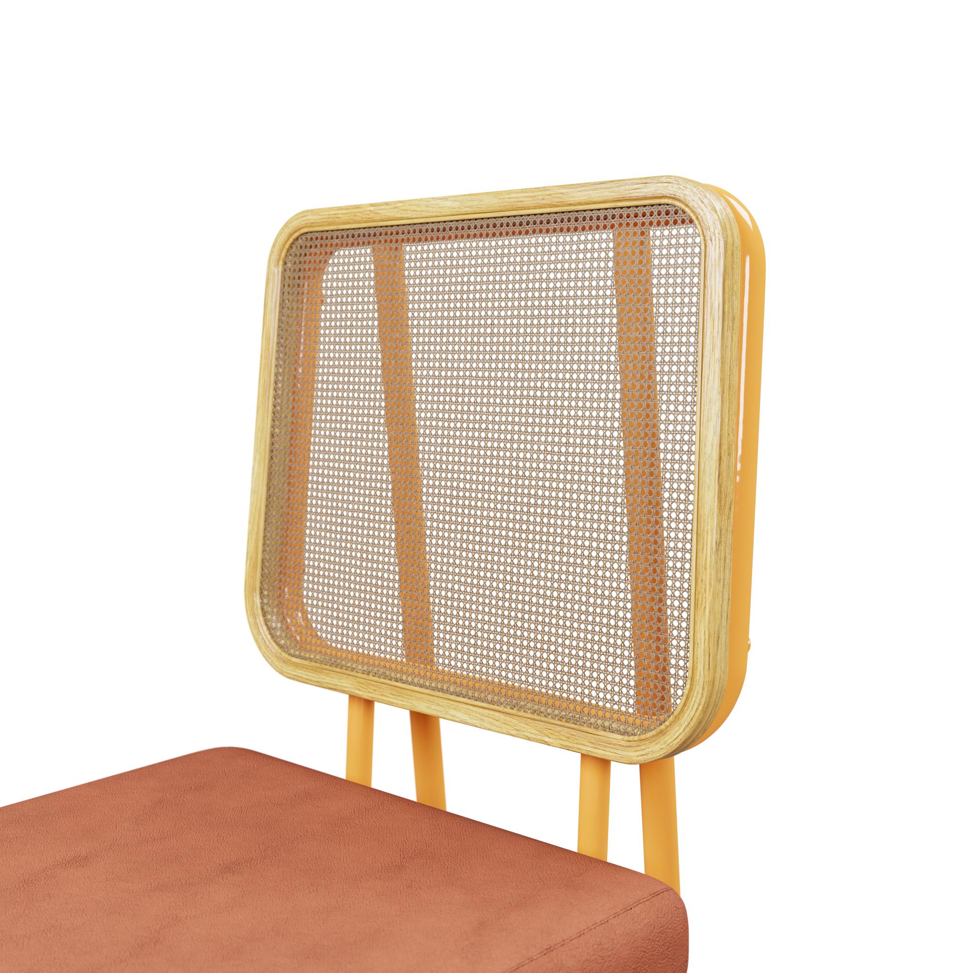 Rattan Industrial chair DUV Coral leather handcrafted by Murmurio For Sale