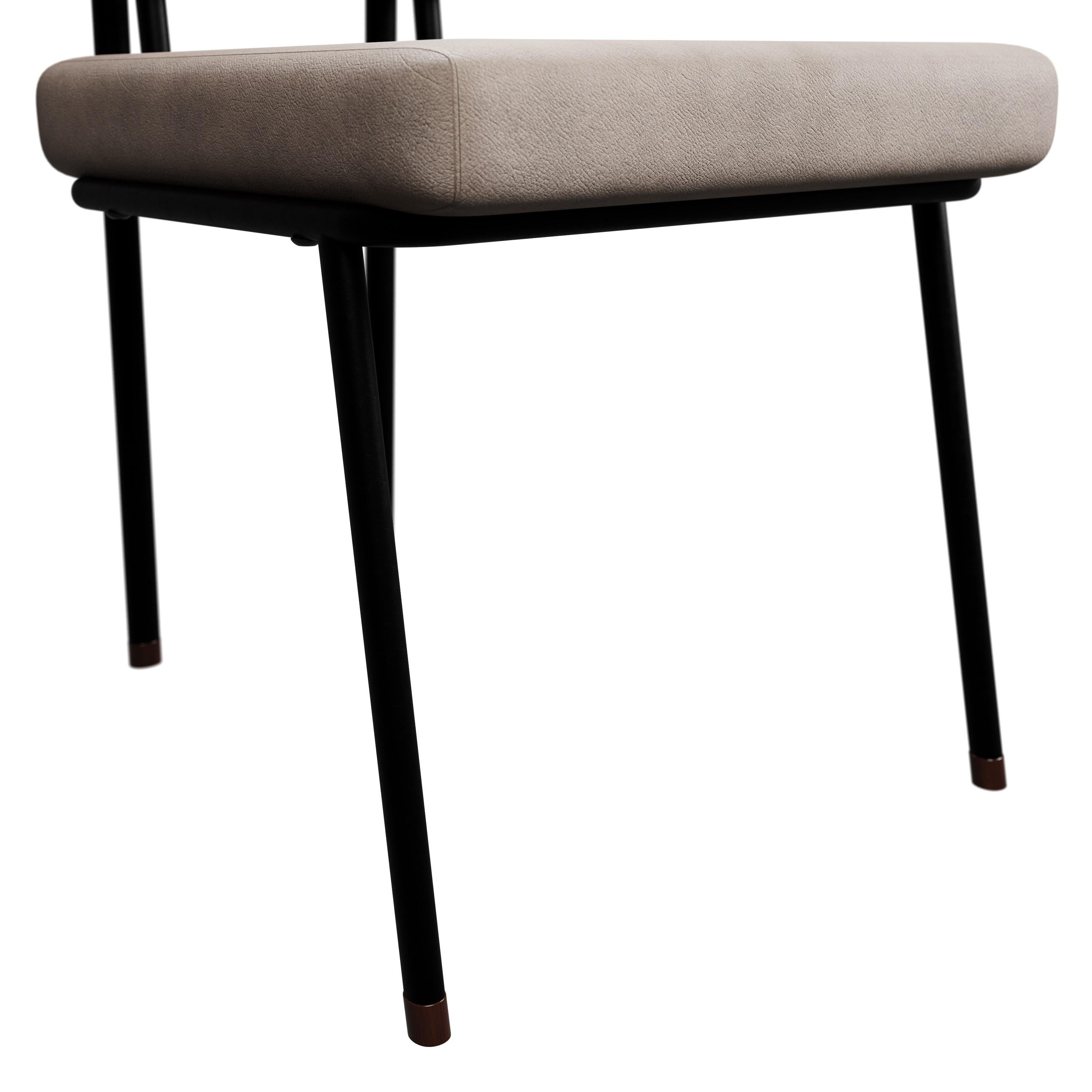 Rattan Industrial chair DUV Cream leather handcrafted by Murmurio For Sale