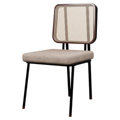 Sedia industriale DUV in pelle crema realizzata a mano da Murmurio