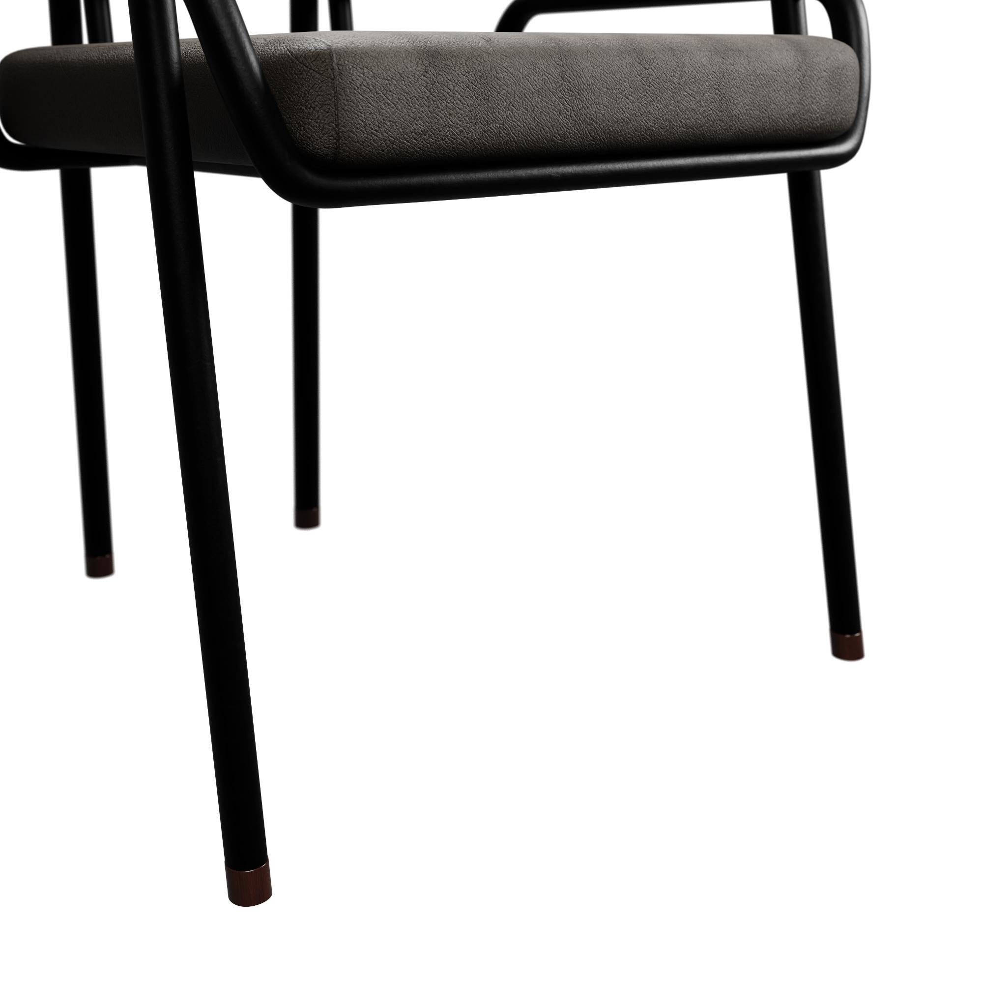 Chaise industrielle DUV à demi bras en cuir Cocoa fabriquée à la main par Murmurio Neuf - En vente à Lordelo, PT