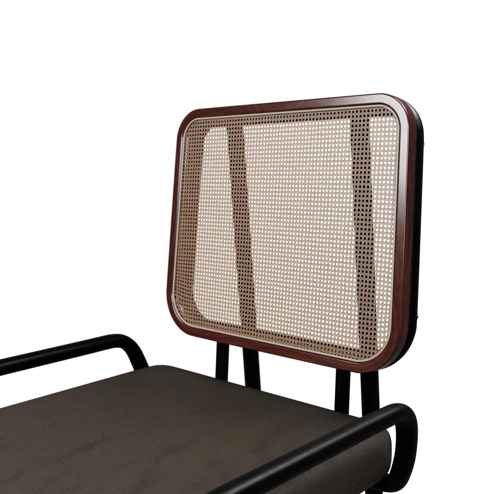 XXIe siècle et contemporain Chaise industrielle DUV à demi bras en cuir Cocoa fabriquée à la main par Murmurio en vente