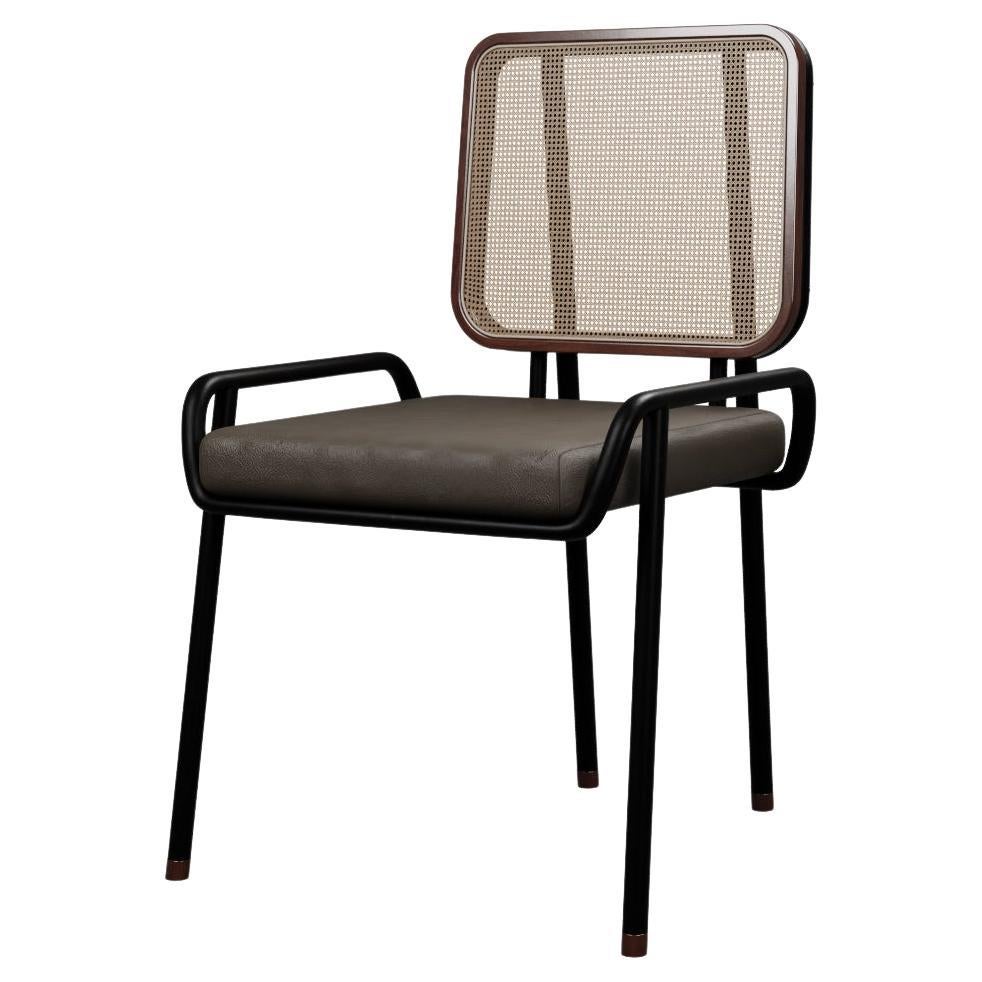 Industrial chair DUV half arm Cocoa leather handcrafted by Murmurio