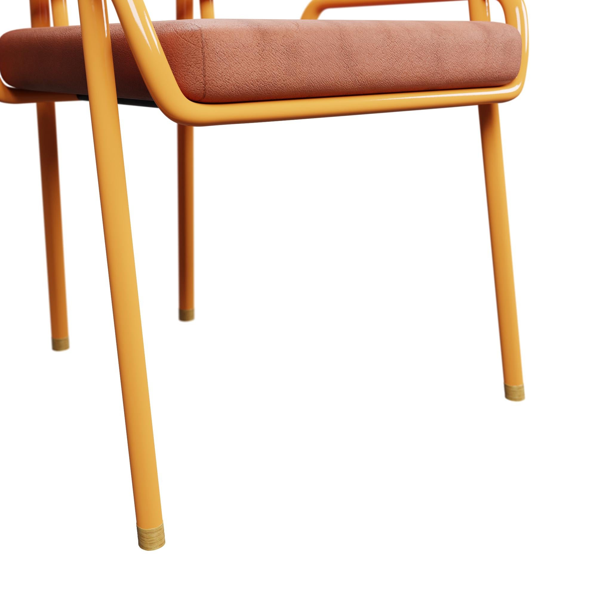Contemporary Industrial chair DUV half arm Coral leather handcrafted by Murmurio For Sale