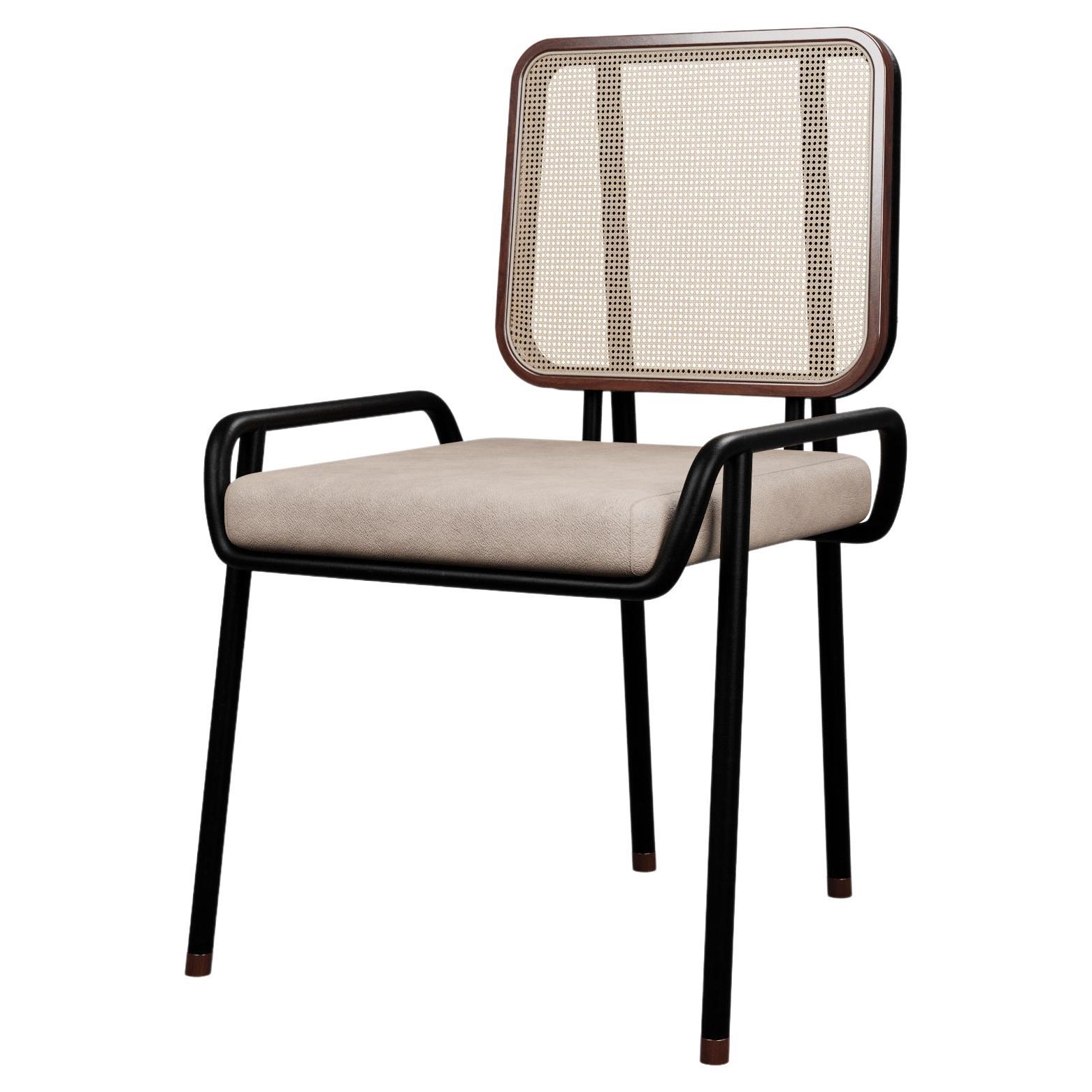 Industrial chair DUV half arm Cream leather handcrafted by Murmurio