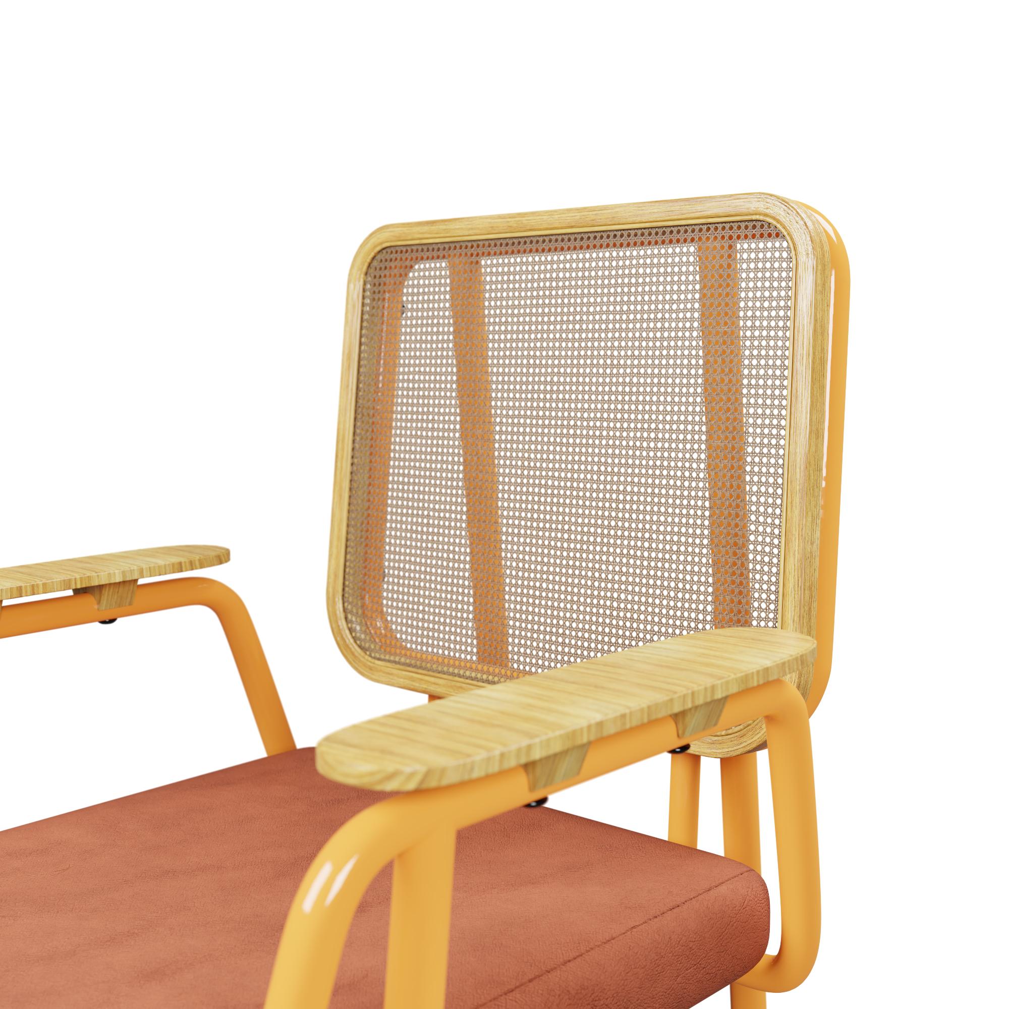 Contemporary Industrial chair DUV with arm Coral leather handcrafted by Murmurio For Sale