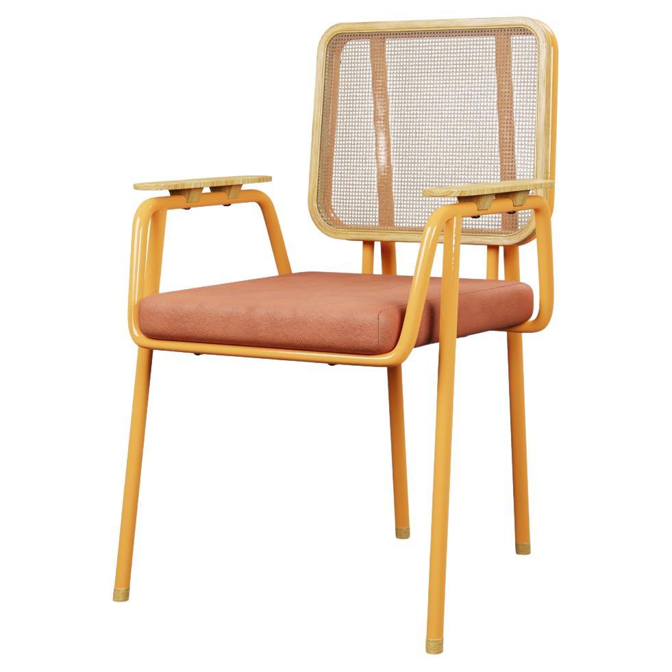 Industrial chair DUV with arm Coral leather handcrafted by Murmurio