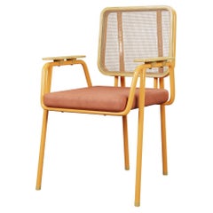 Sedia industriale DUV con braccio in pelle Coral realizzata a mano da Murmurio