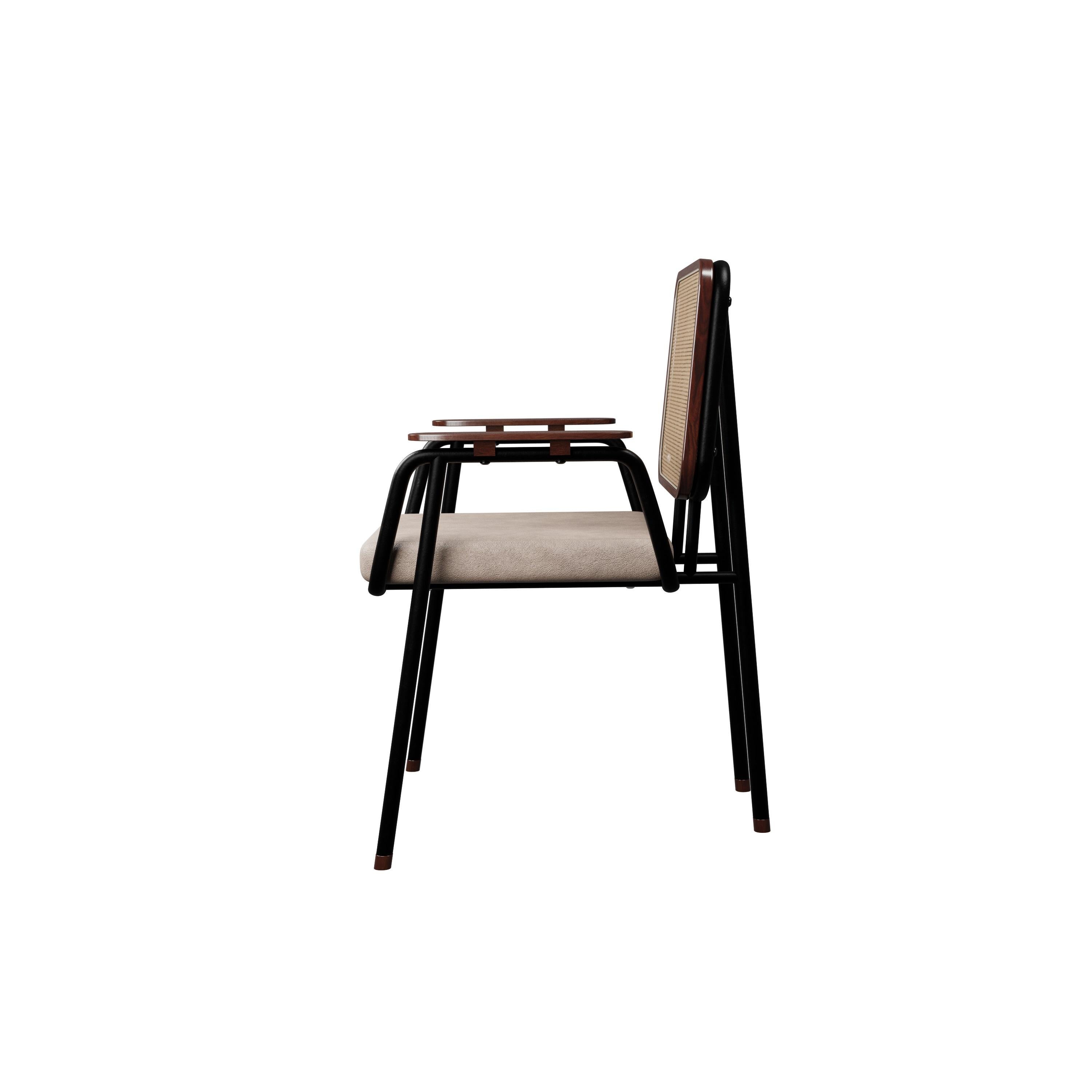 Portuguese Industrial chair DUV with arm Cream leather handcrafted by Murmurio For Sale
