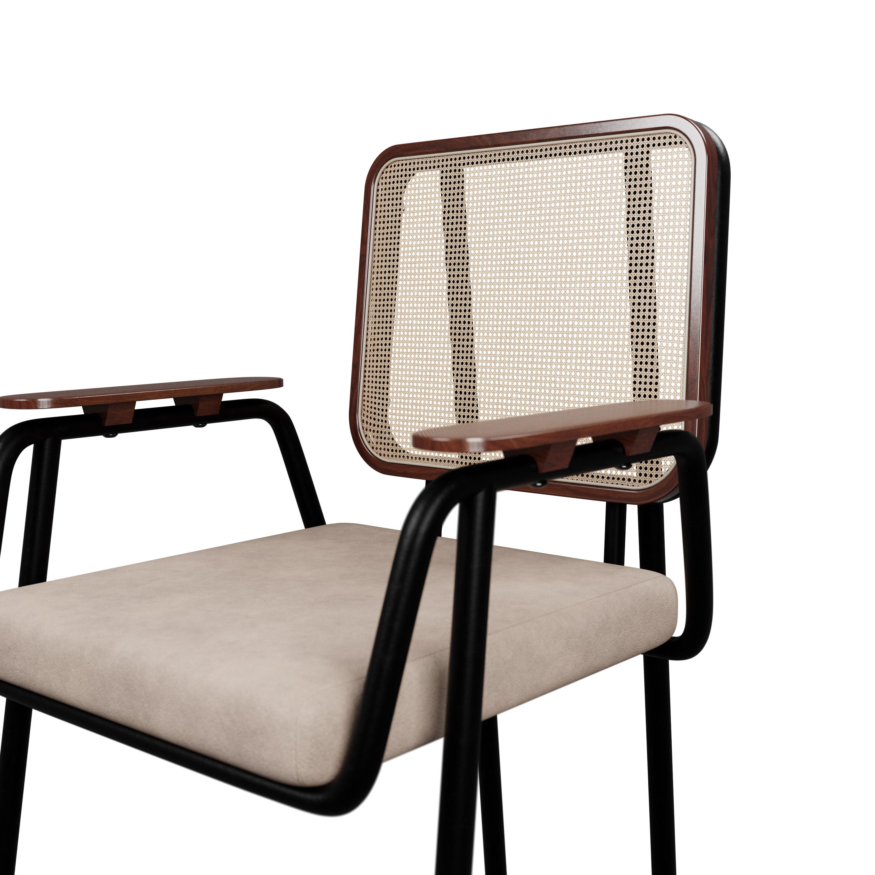 Industrial chair DUV with arm Cream leather handcrafted by Murmurio In New Condition For Sale In Lordelo, PT