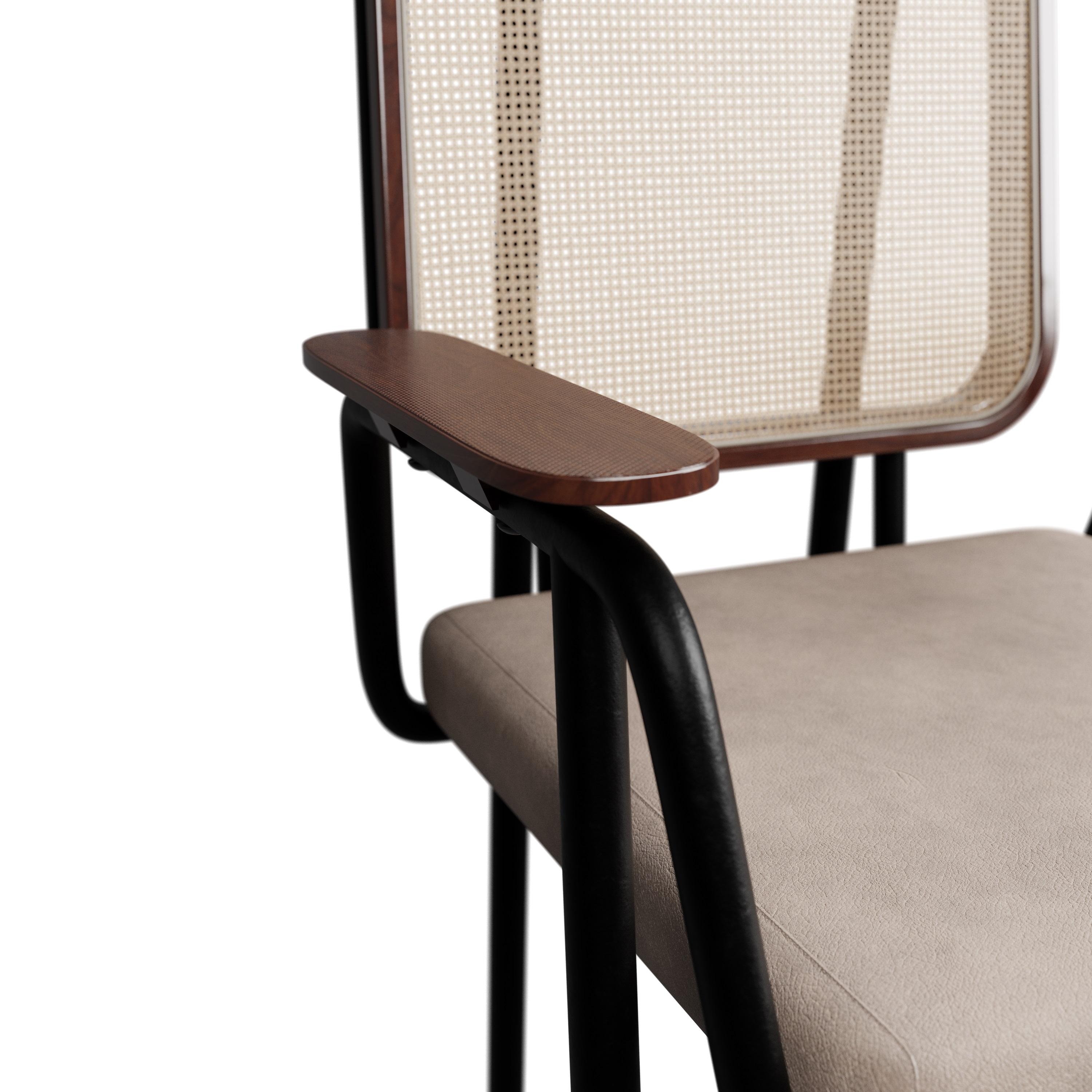 Contemporary Industrial chair DUV with arm Cream leather handcrafted by Murmurio For Sale