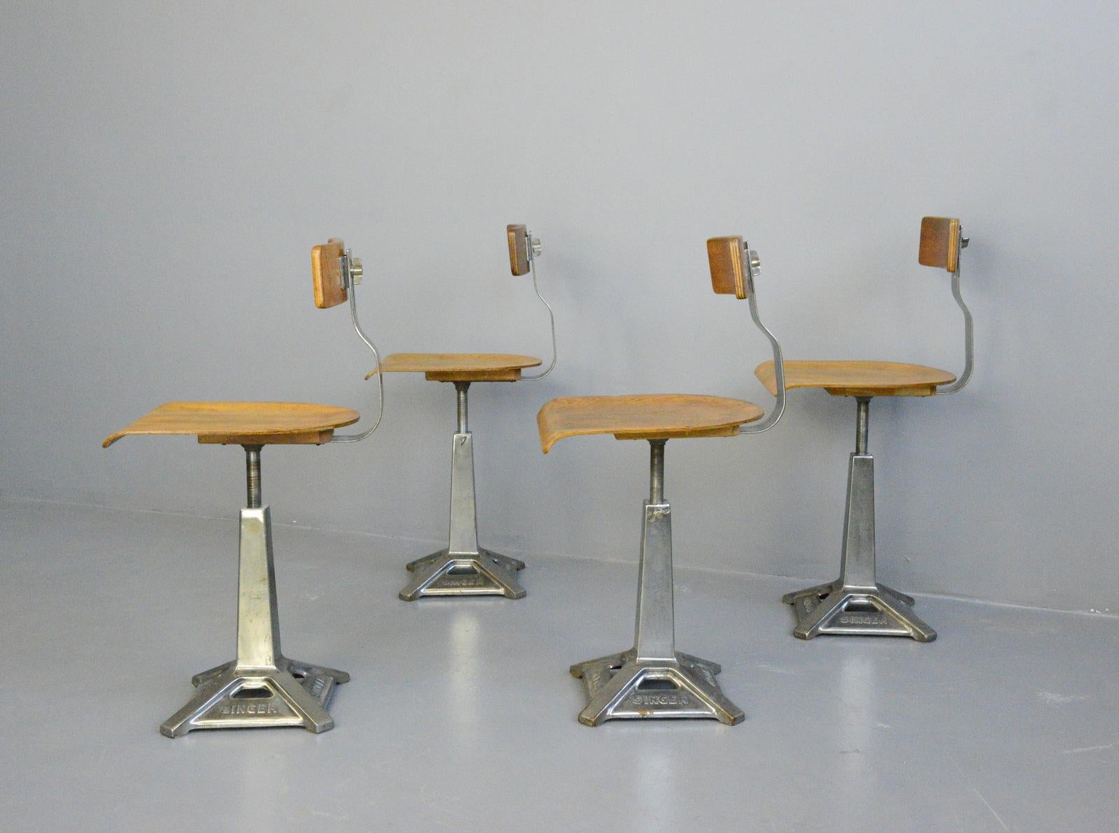 Industrial Chairs by Singer, Circa 1930s In Good Condition In Gloucester, GB