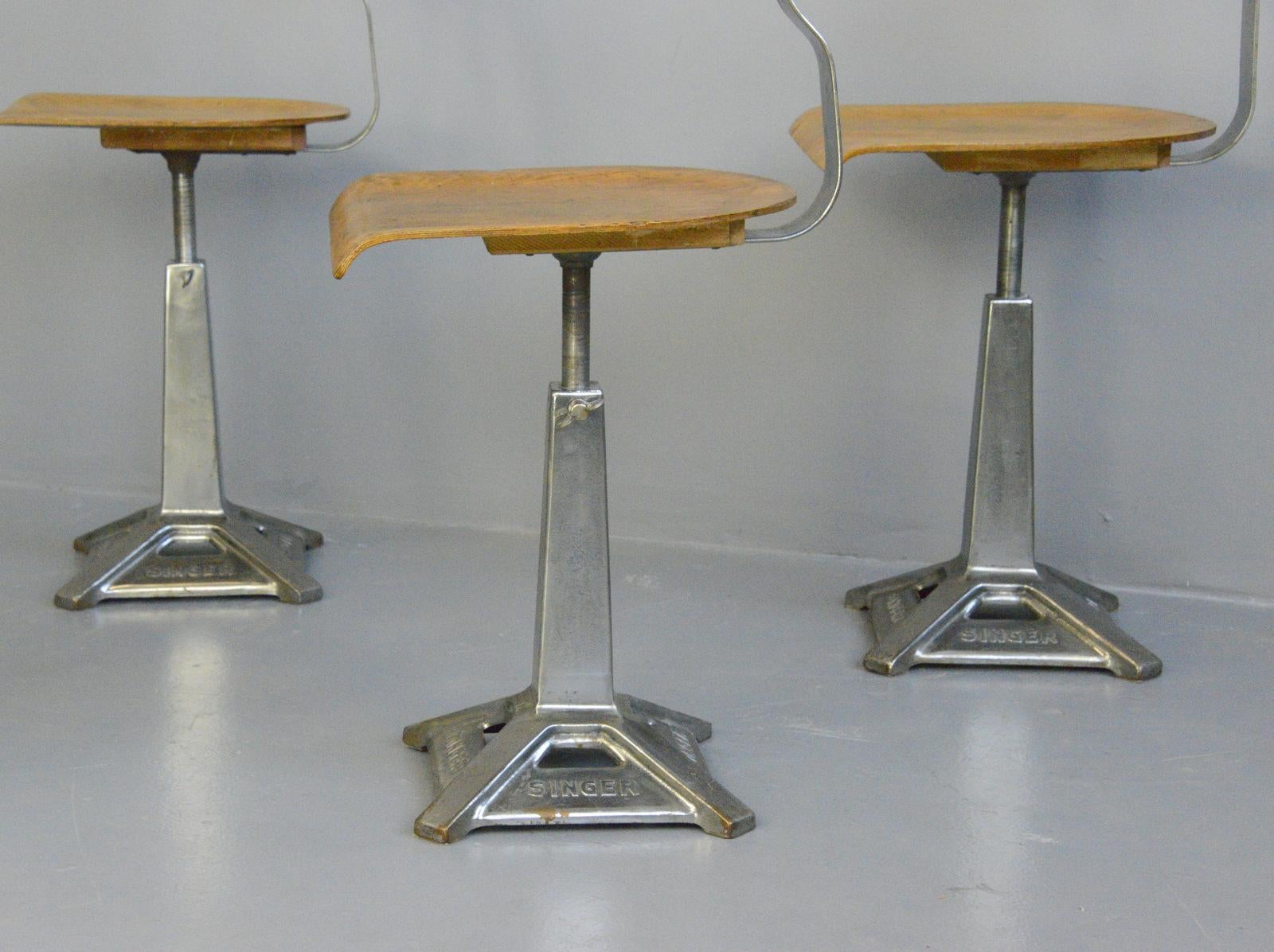Mid-20th Century Industrial Chairs by Singer, Circa 1930s