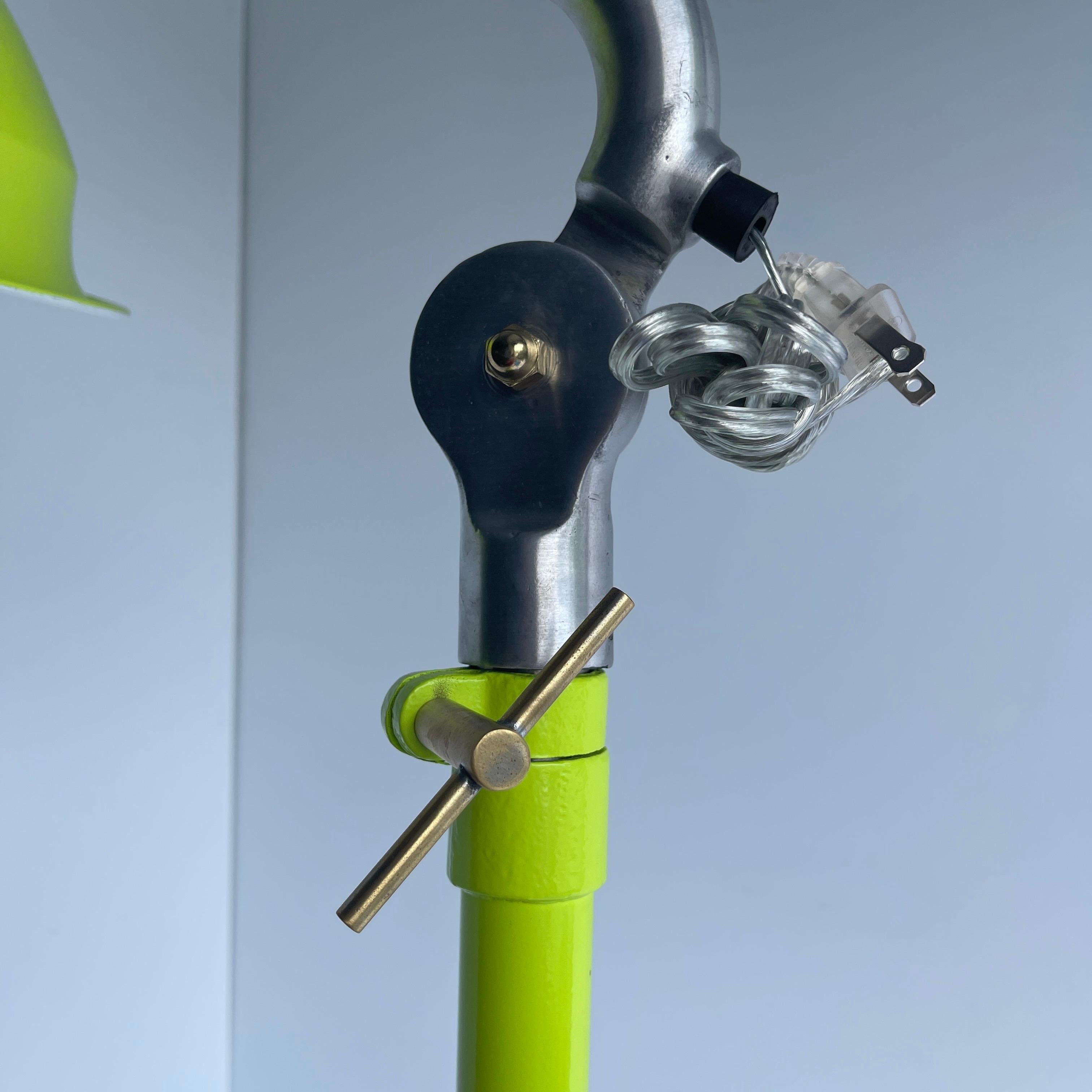 Industrial Chartreuse Powder Coated Iron Floor Lamp, M. Brandt and Son Co In Good Condition In Haddonfield, NJ