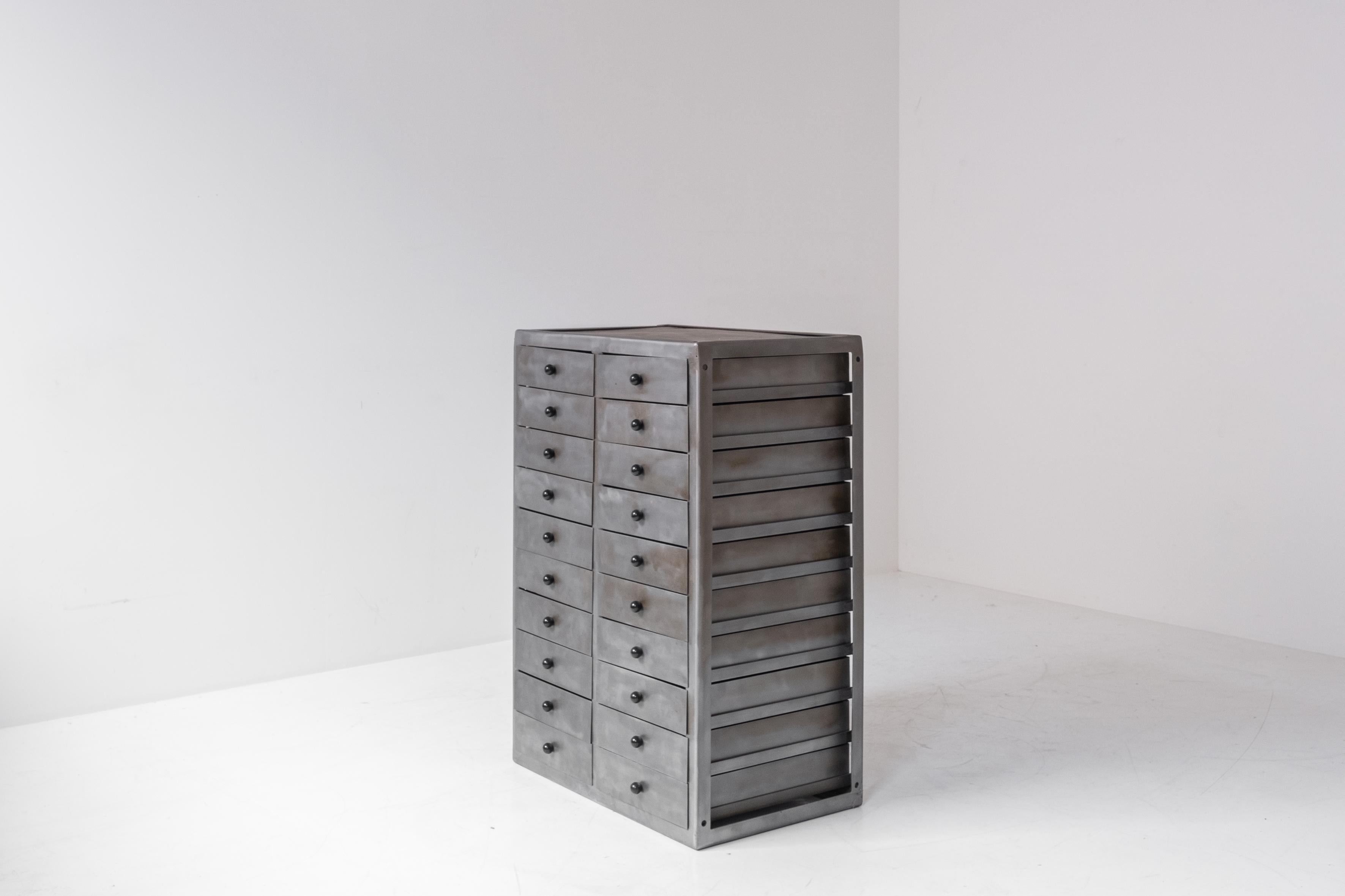Steel Industrial Chest of Drawers Designed in the Netherlands Around the 1960s
