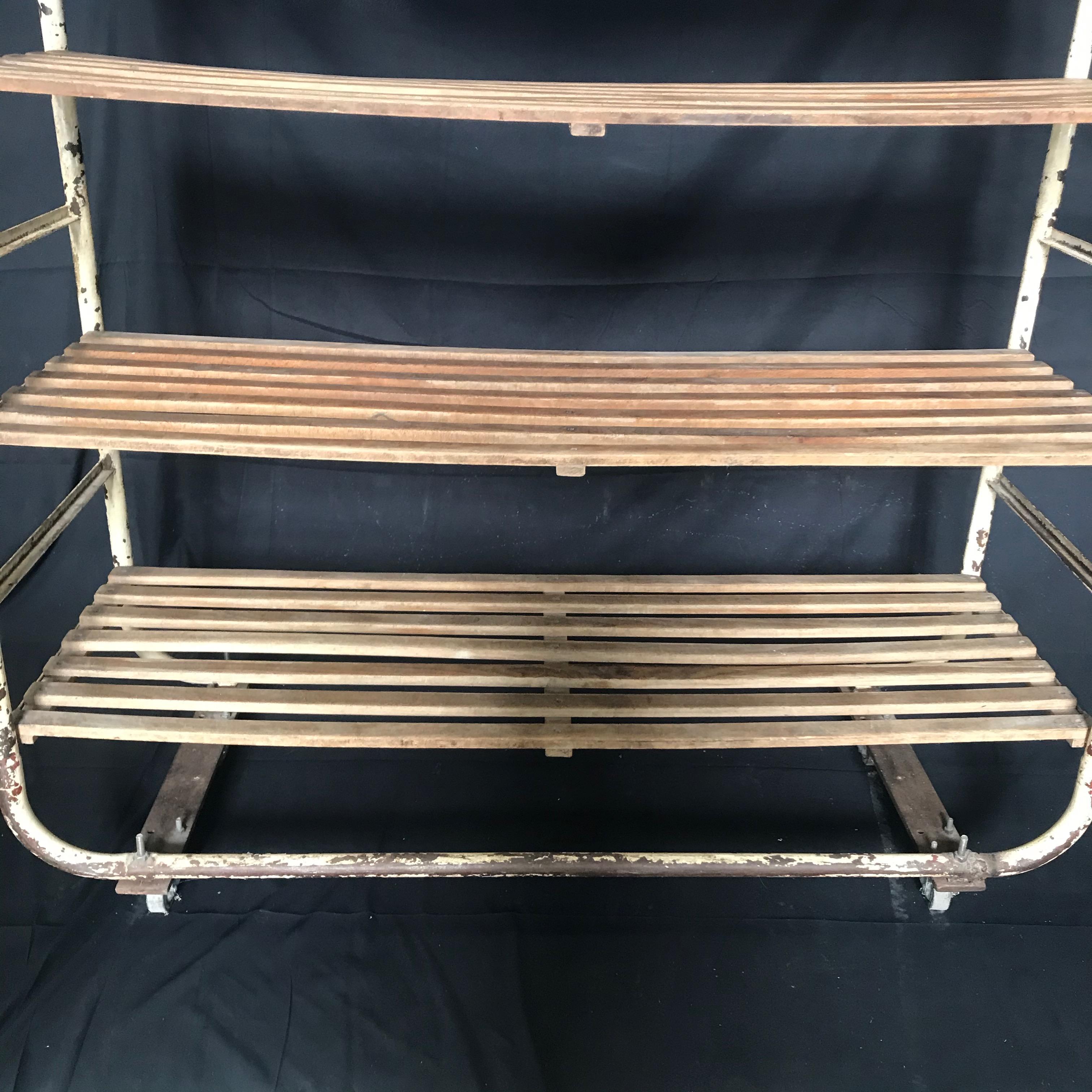 vintage wooden bakers rack