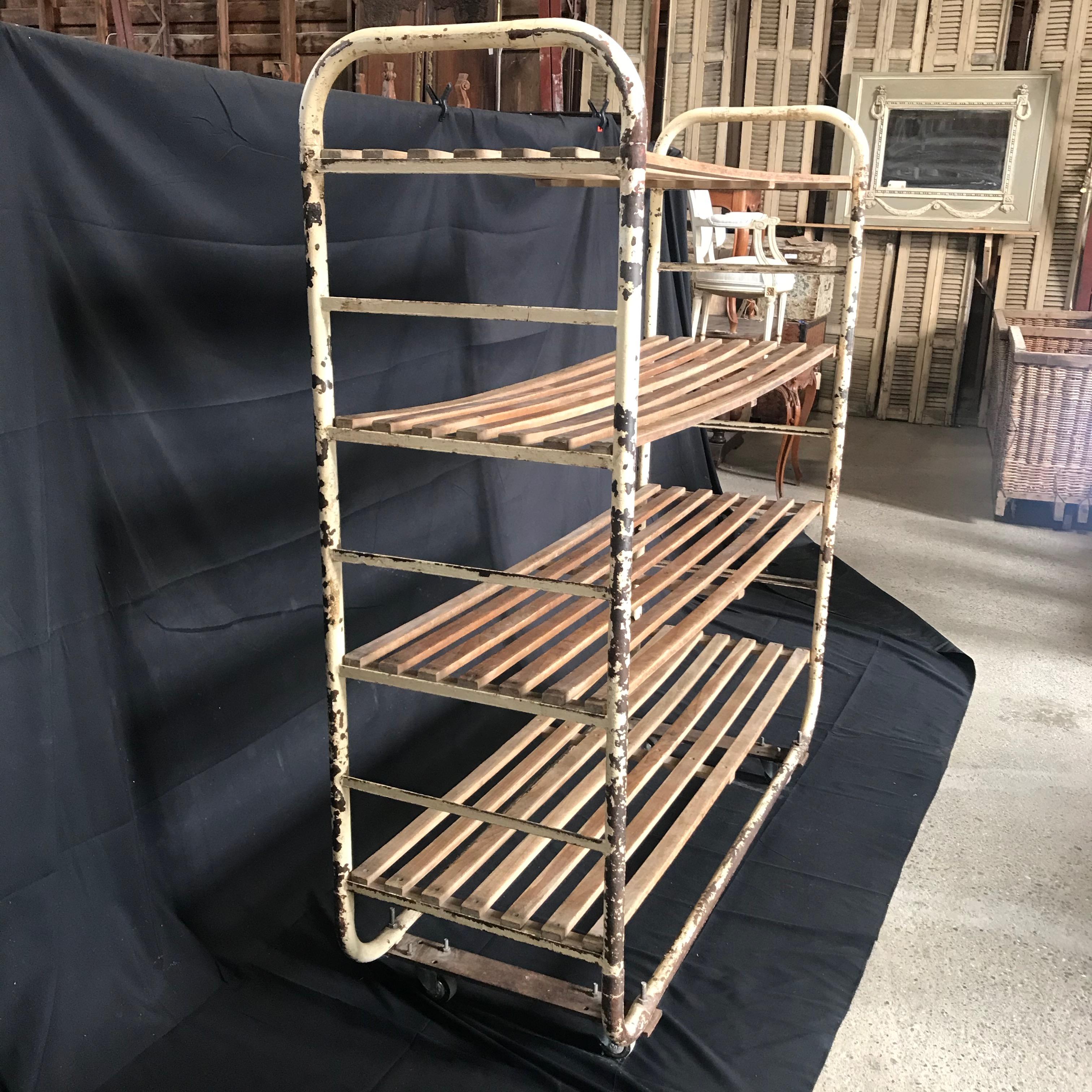 Mid-20th Century Industrial Chic French Bakers Rack Shelving Unit