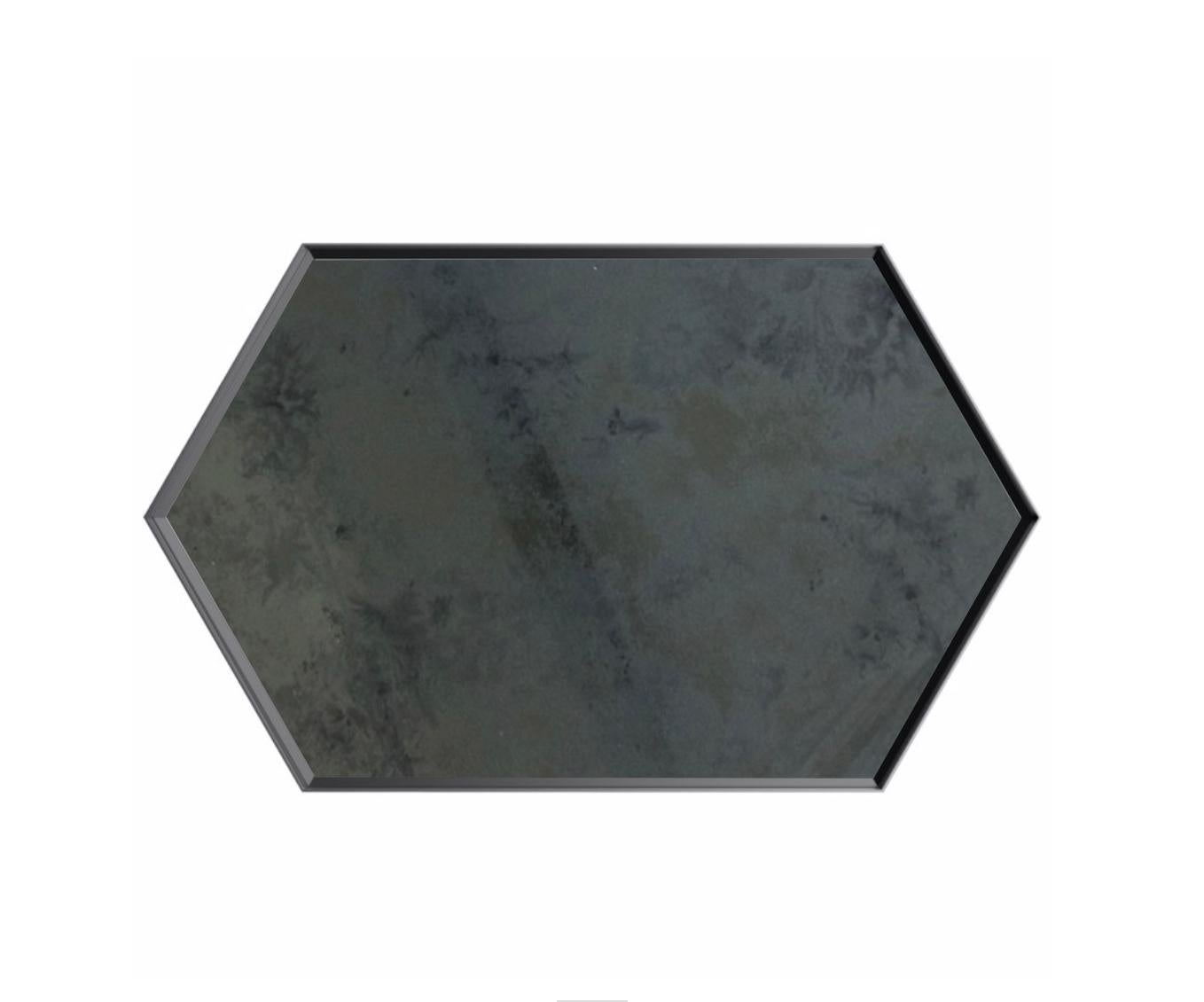 Industrial Chic Style Eros Hexagon Steel Mirrors with Plain or Antique Mirror For Sale 2