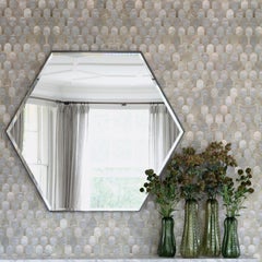 Miroirs hexagonaux Éros en acier de style industriel chic avec miroir simple ou antique