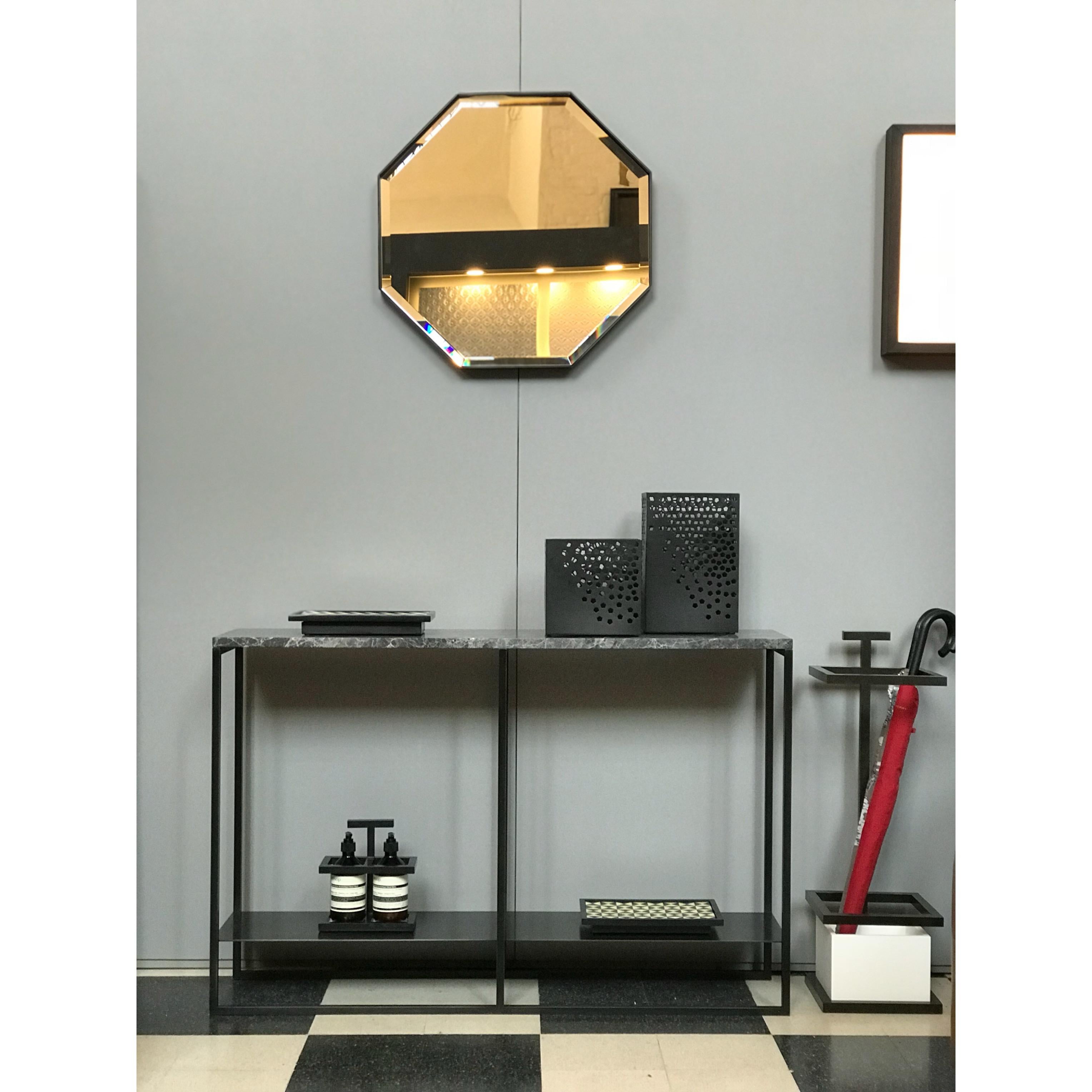 Industrial Chic Style Eros Octagonal Steel Mirrors with Plain or Antique Mirror For Sale 3