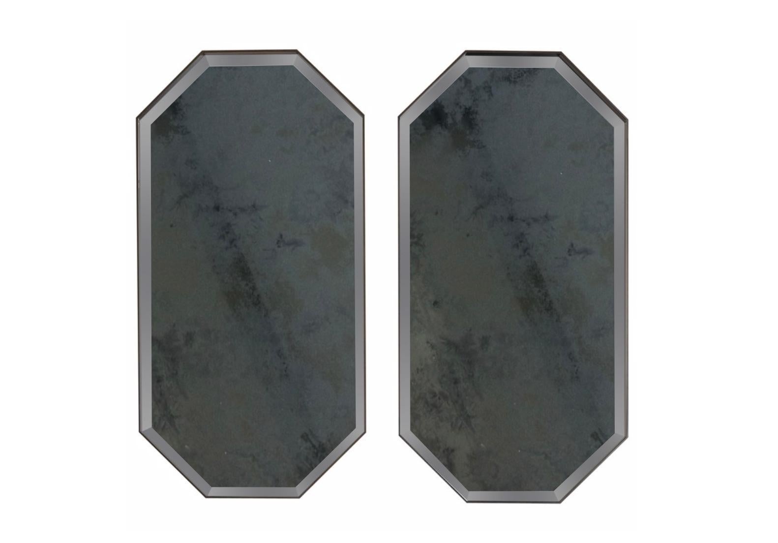 Industrial Chic Style Eros Octagonal Steel Mirrors with Plain or Antique Mirror For Sale 9