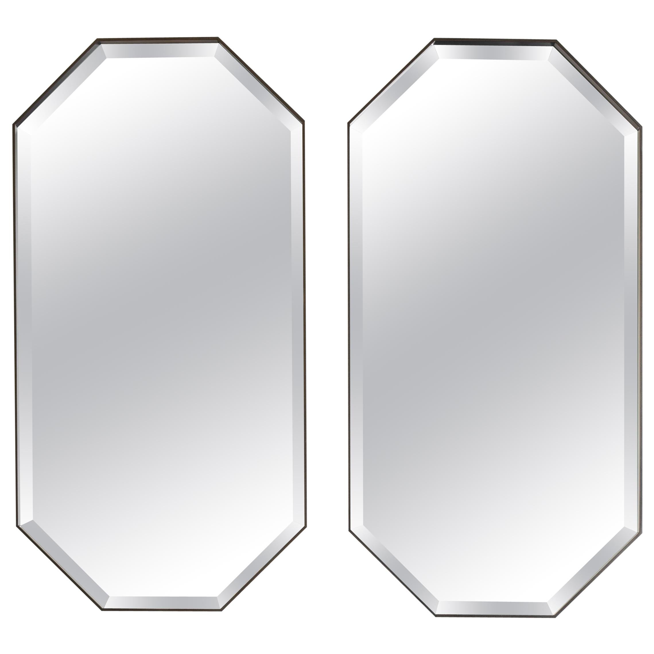 Industrial Chic Style Eros Octagonal Steel Mirrors with Plain or Antique Mirror For Sale