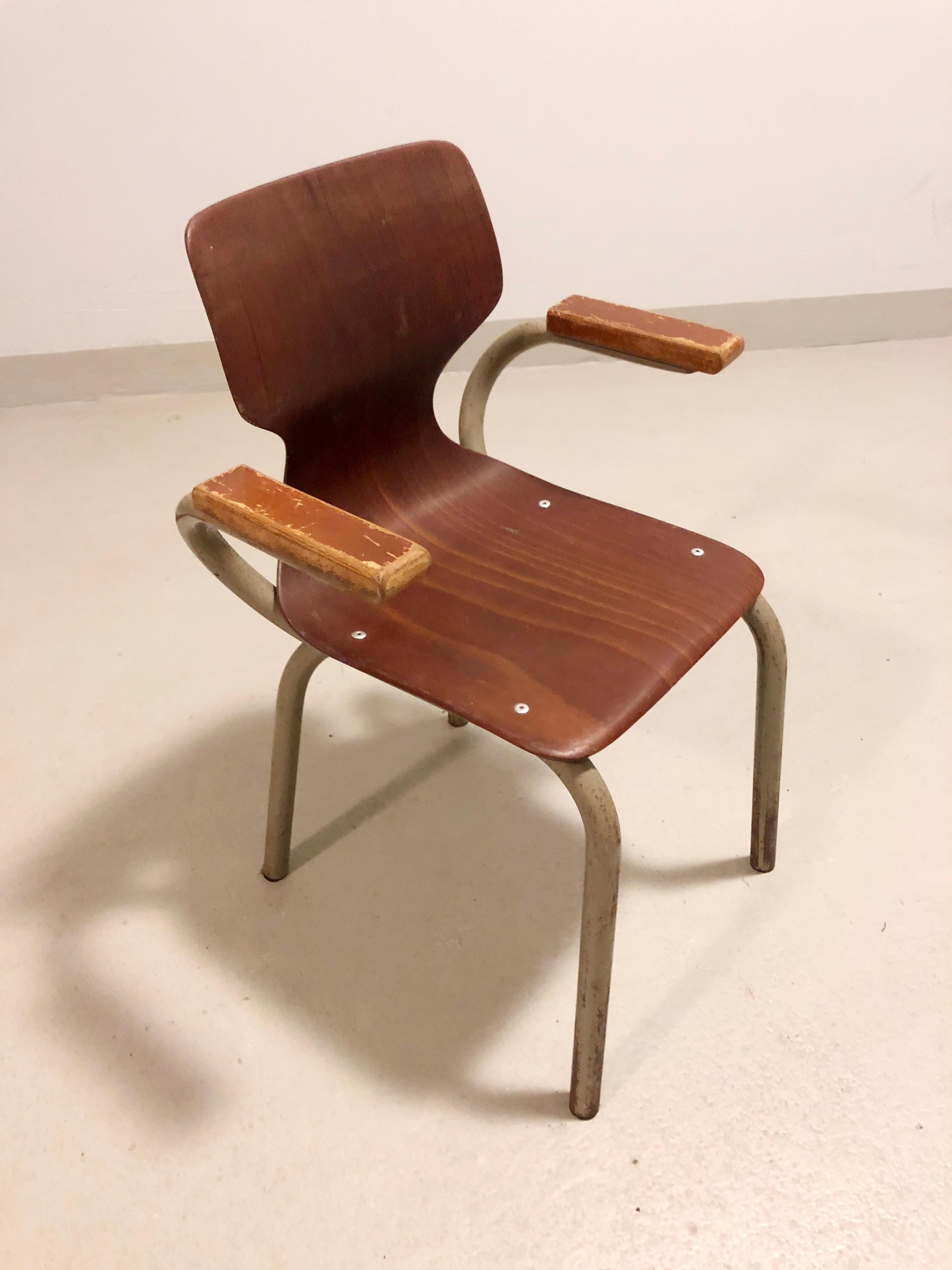 Industrial children chairs - Willy van der Meeren for Tubax - Pagholz 1970's For Sale 3