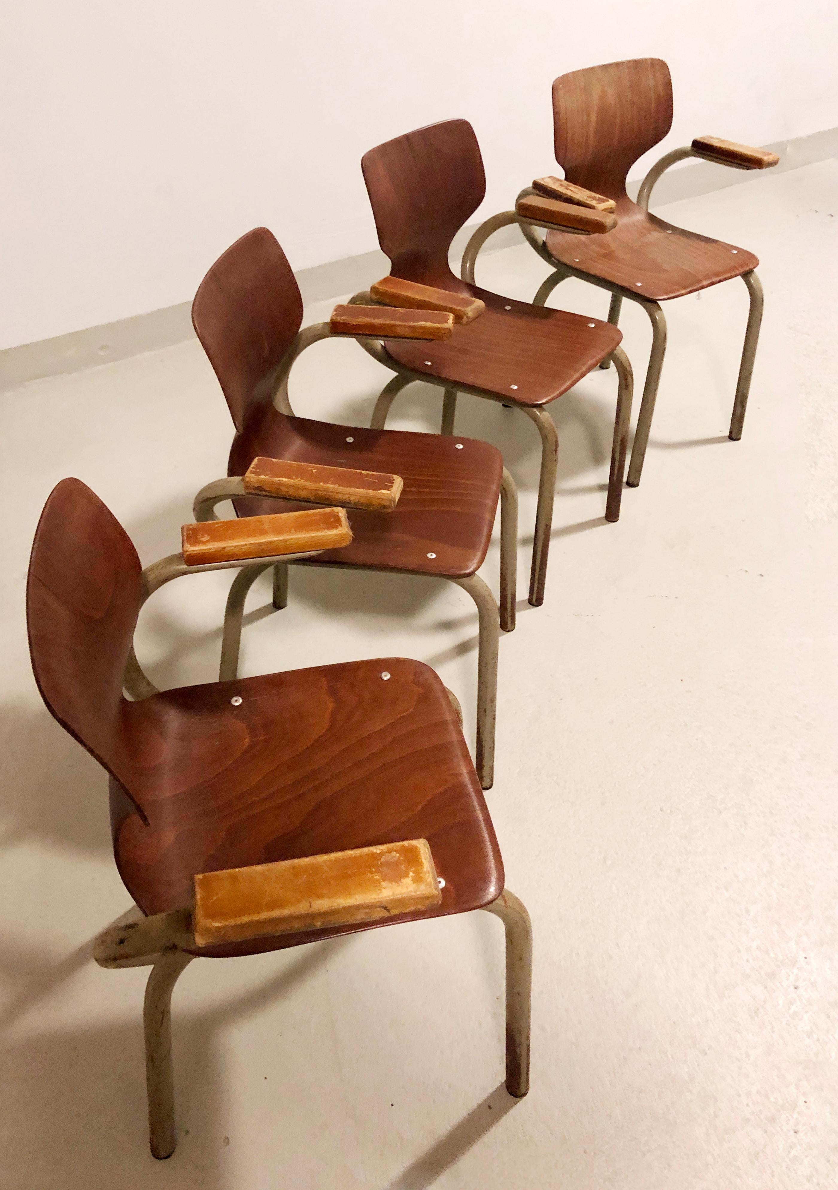 Industrial children chairs - Willy van der Meeren for Tubax - Pagholz 1970's For Sale 6