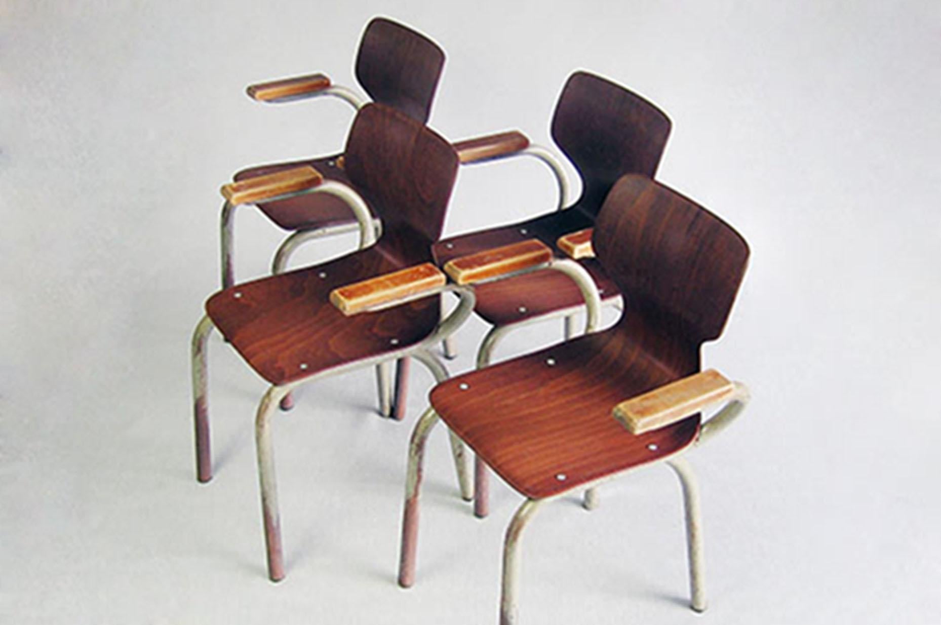 Industrial children chairs - Willy van der Meeren for Tubax - Pagholz 1970's For Sale 12