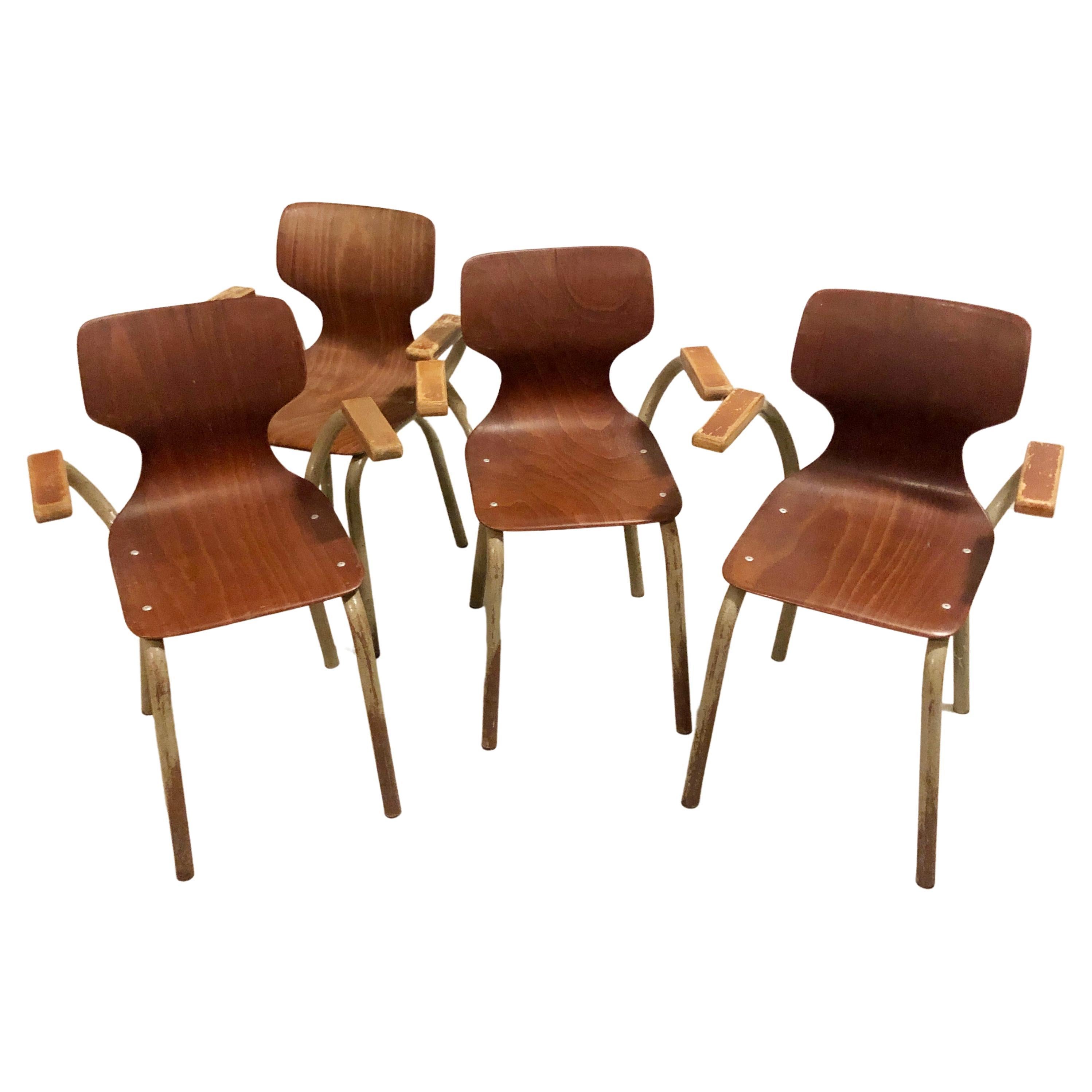 Chaises industrielles pour enfants - Willy van der Meeren pour Tubax - Pagholz, années 1970